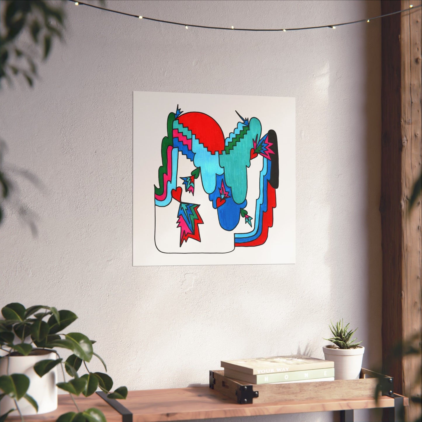 Open Heart Circuit Colorful Abstract Geometric Art Print