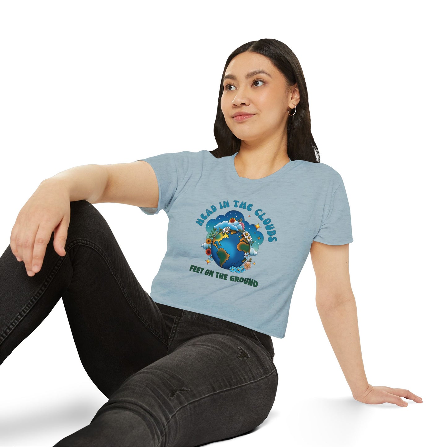 Grounded Dreamer Crop Top - Retro Earth Lover Tee