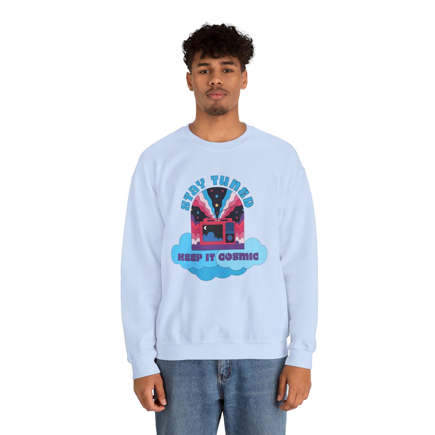 Stay Tuned Cosmic Retro Sweatshirt - Dreamglow Celestial Crewneck