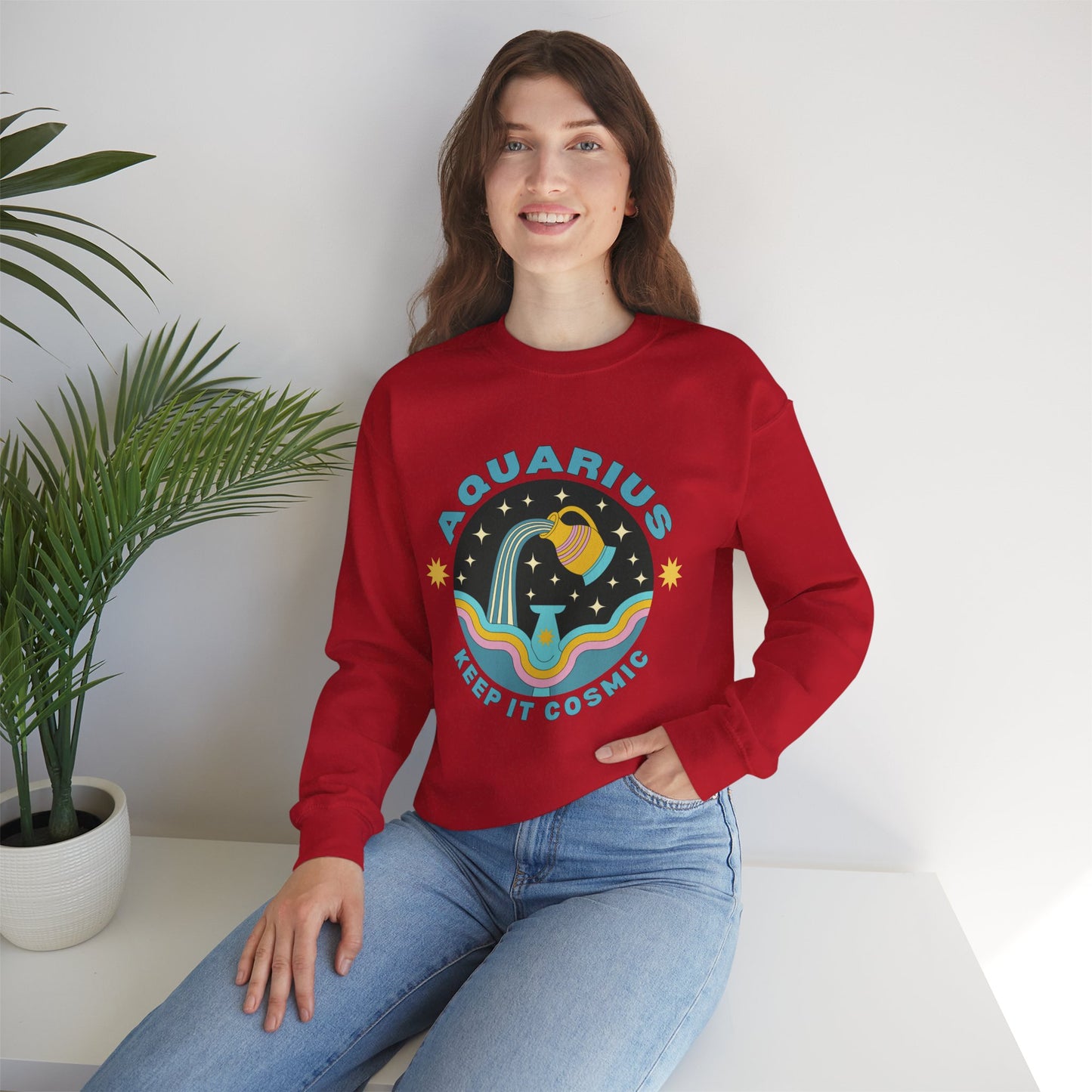 Keep It Cosmic - Retro Star Sign Astro Sweatshirt | Aquarius
