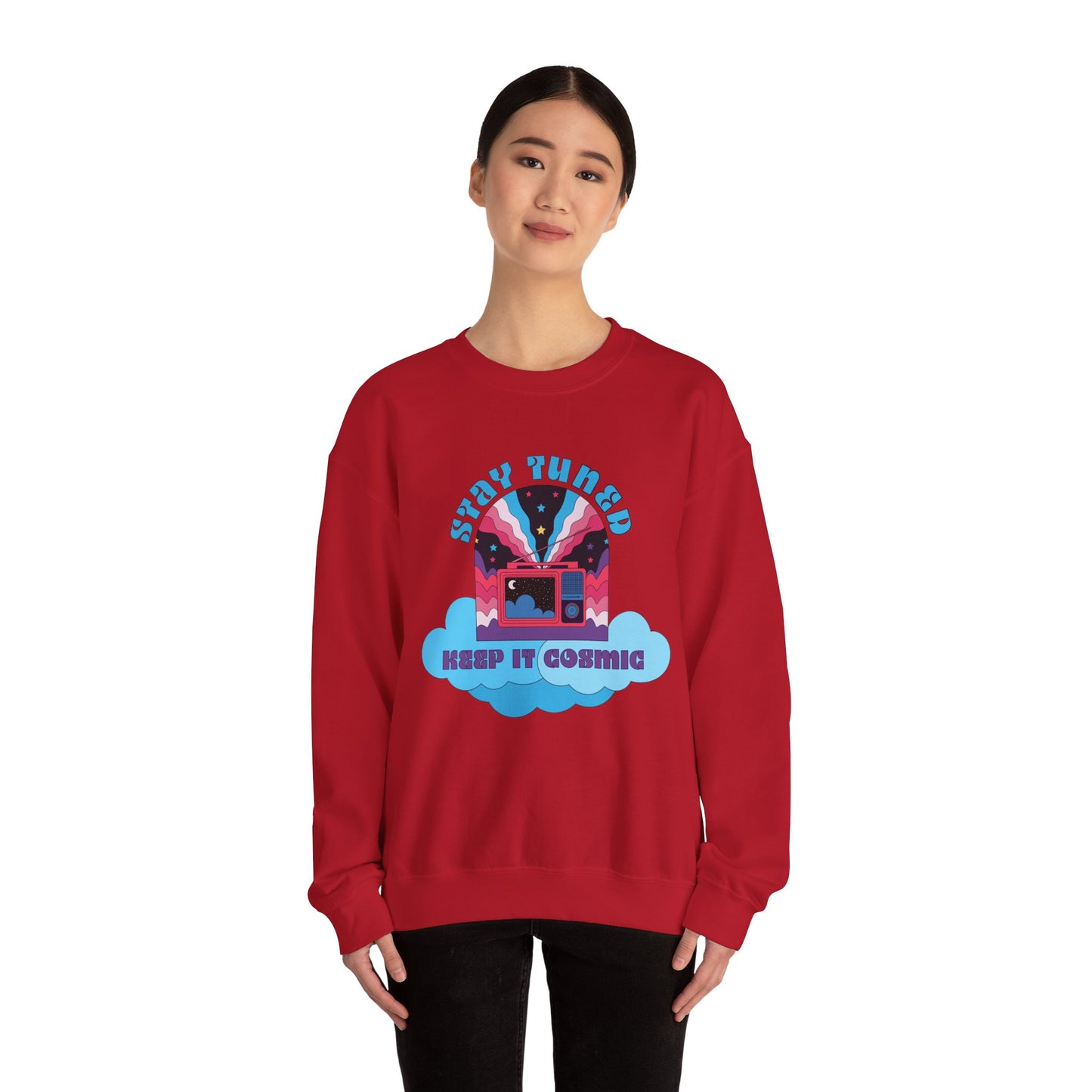 Stay Tuned Cosmic Retro Sweatshirt - Dreamglow Celestial Crewneck