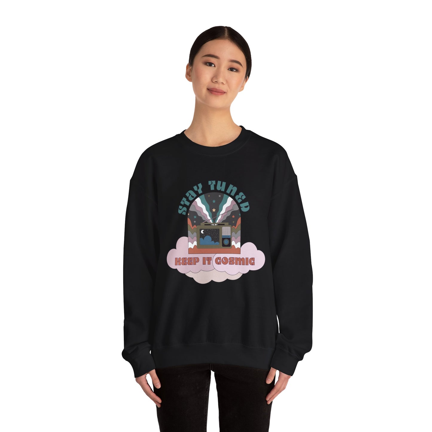 Stay Tuned Cosmic Retro Sweatshirt - Earthglow Celestial Crewneck