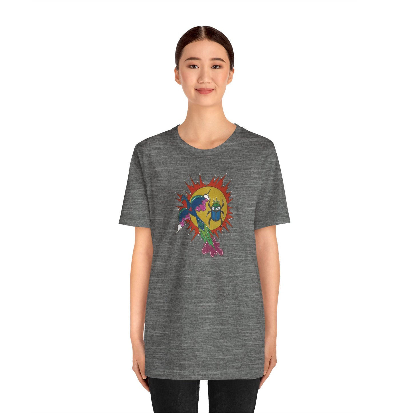 Integrate to Radiate Tee | Symbolic Solar Scarab Comic Art Shirt (Unisex)