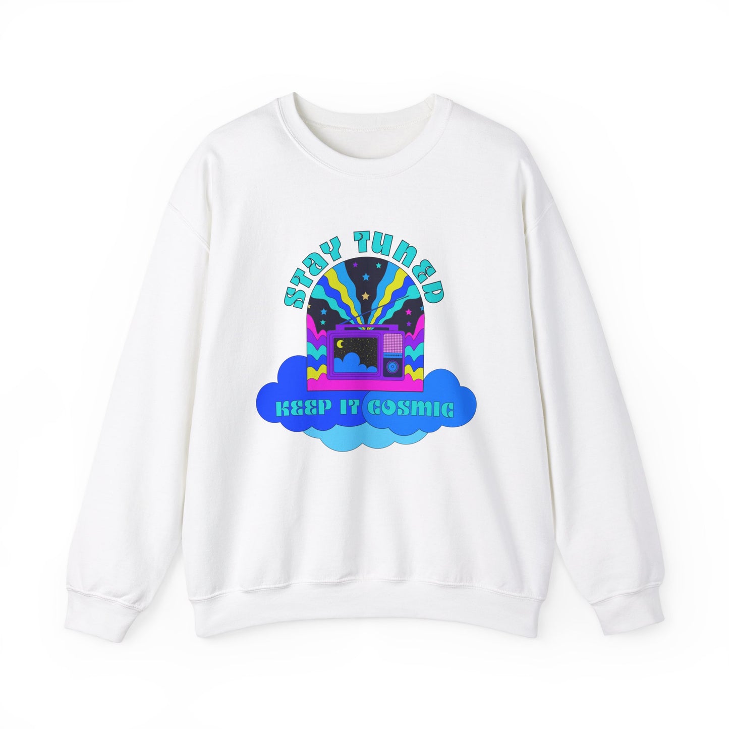 Stay Tuned Cosmic Retro Sweatshirt - Dayglow Celestial Crewneck