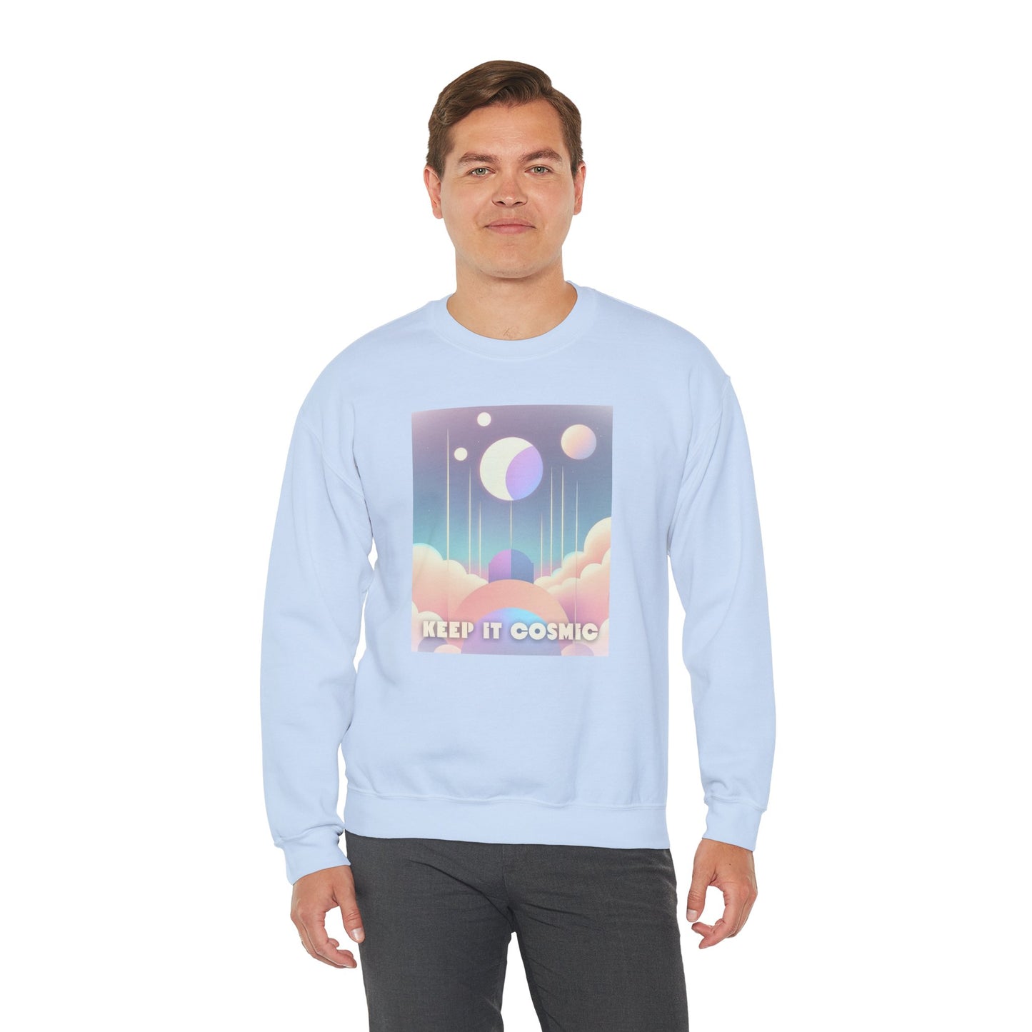 Keep It Cosmic Pastel Sweatshirt – Retro Celestial Aesthetic Crewneck