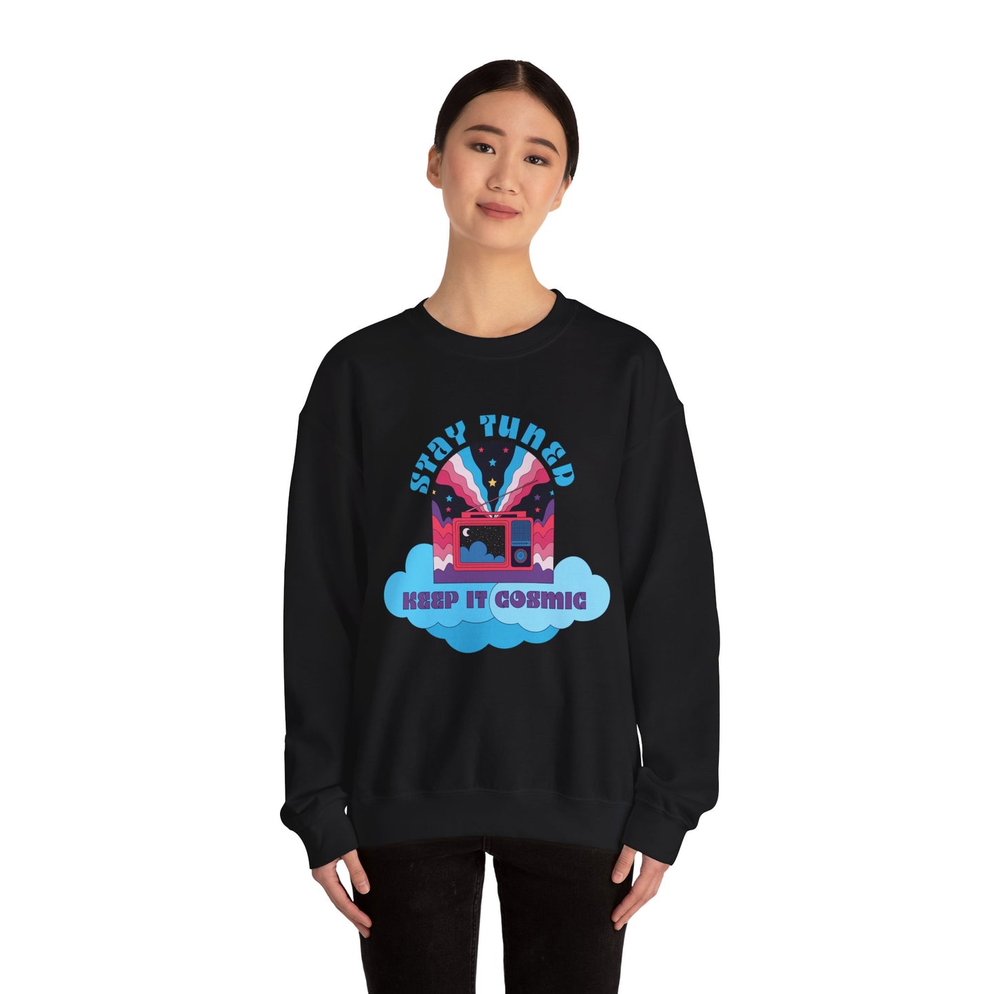 Stay Tuned Cosmic Retro Sweatshirt - Dreamglow Celestial Crewneck