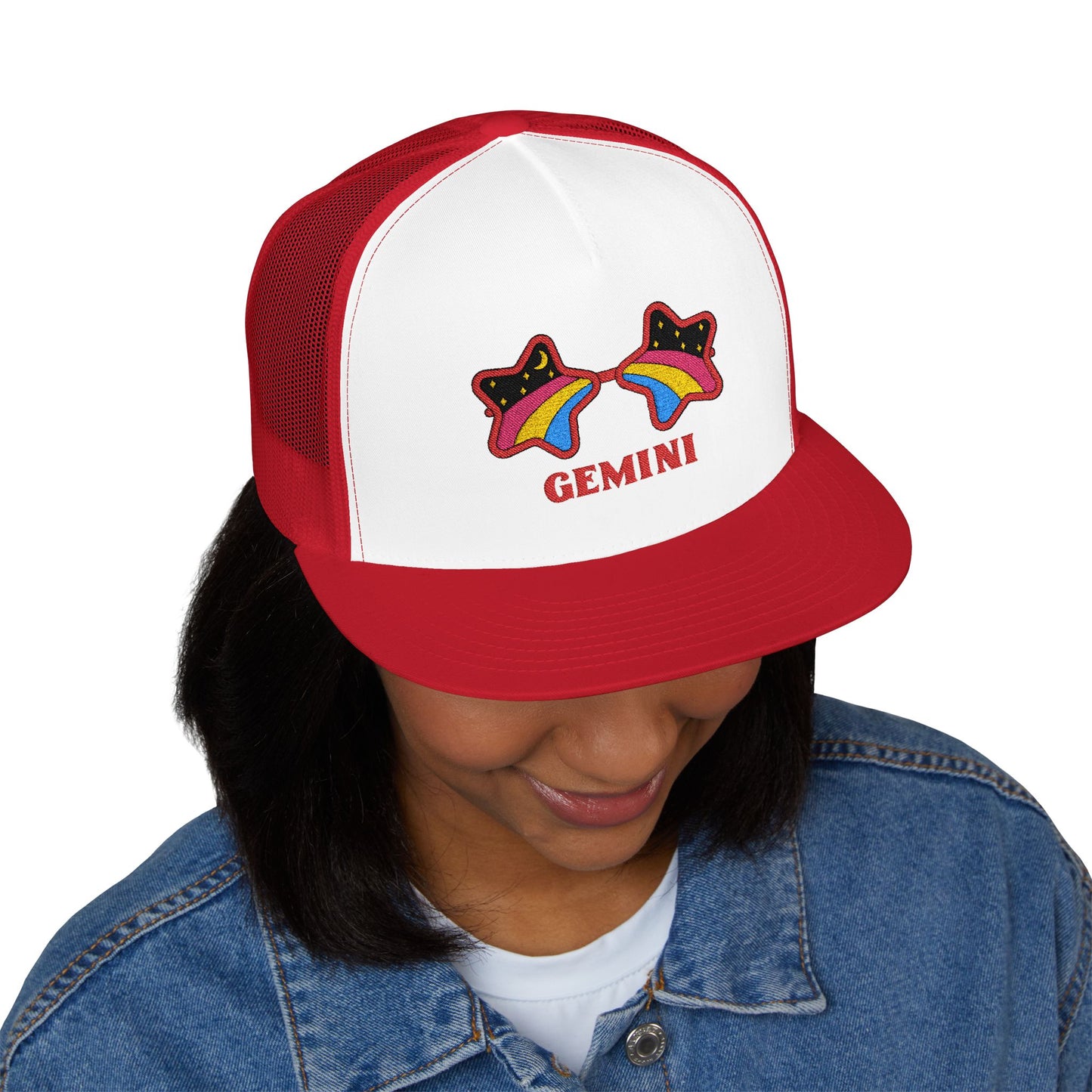 Retro Zodiac Sign Trucker Hat — Gemini