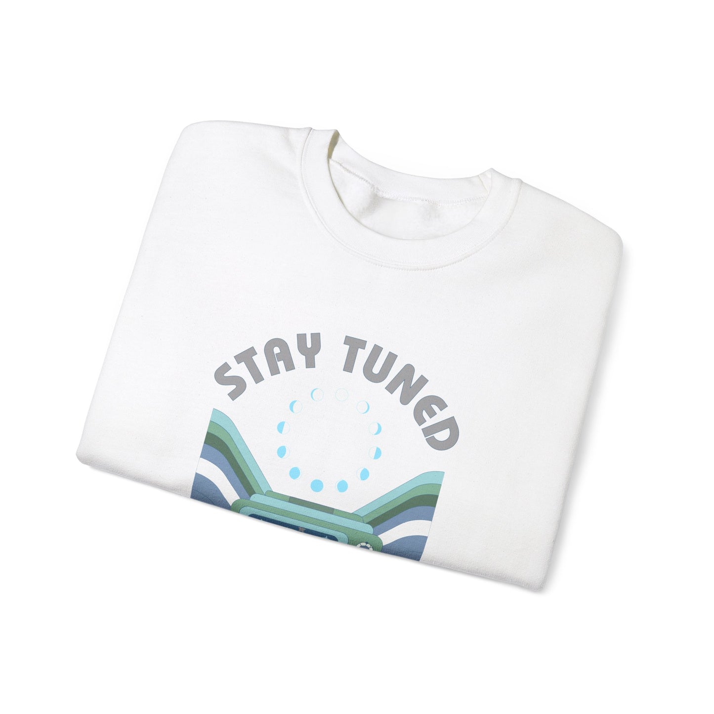 Stay Tuned Moon Phase Retro Sweatshirt - Earthglow Celestial Crewneck