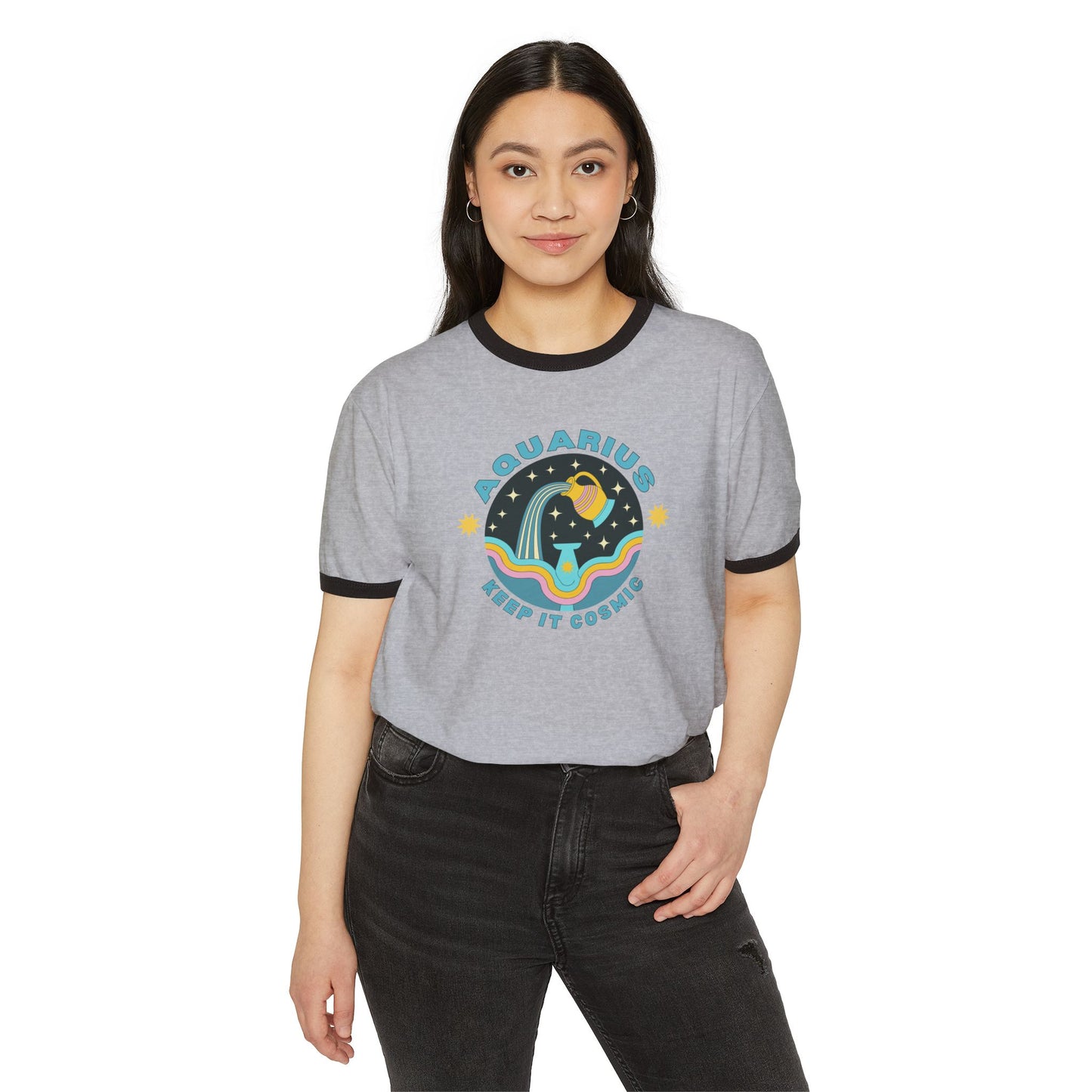 Keep it Cosmic Astrology Retro Ringer Tee — Aquarius Zodiac T-Shirt