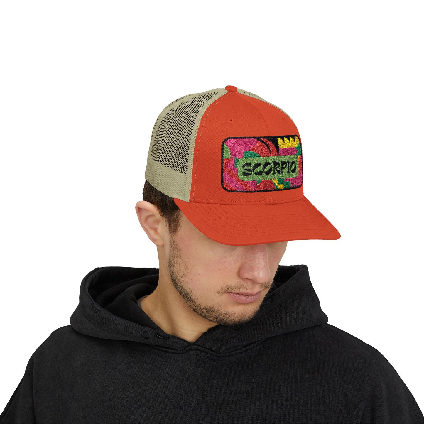 Scorpio Trucker Hat - Retro Astrology Snapback Cap - Embroidered Horoscope Hat