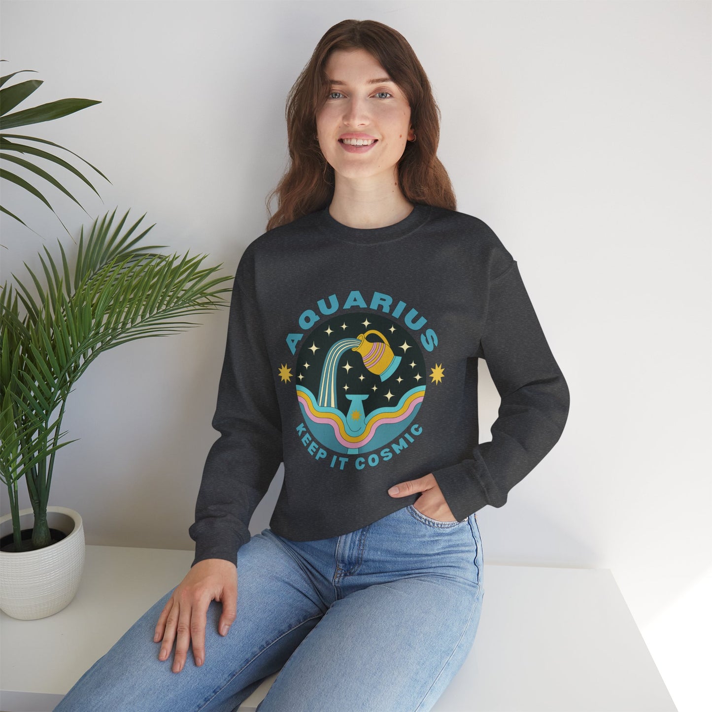 Keep It Cosmic - Retro Star Sign Astro Sweatshirt | Aquarius