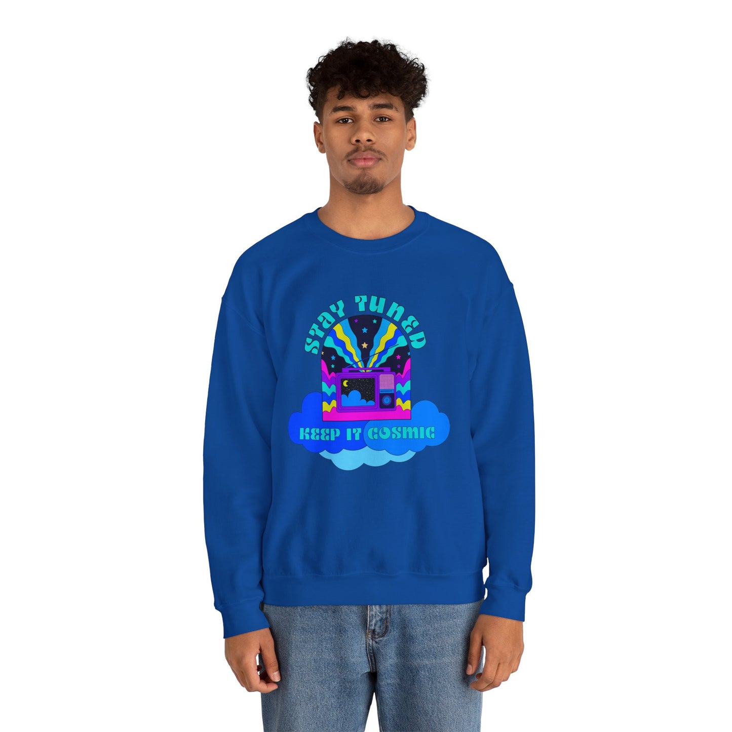 Stay Tuned Cosmic Retro Sweatshirt - Dayglow Celestial Crewneck