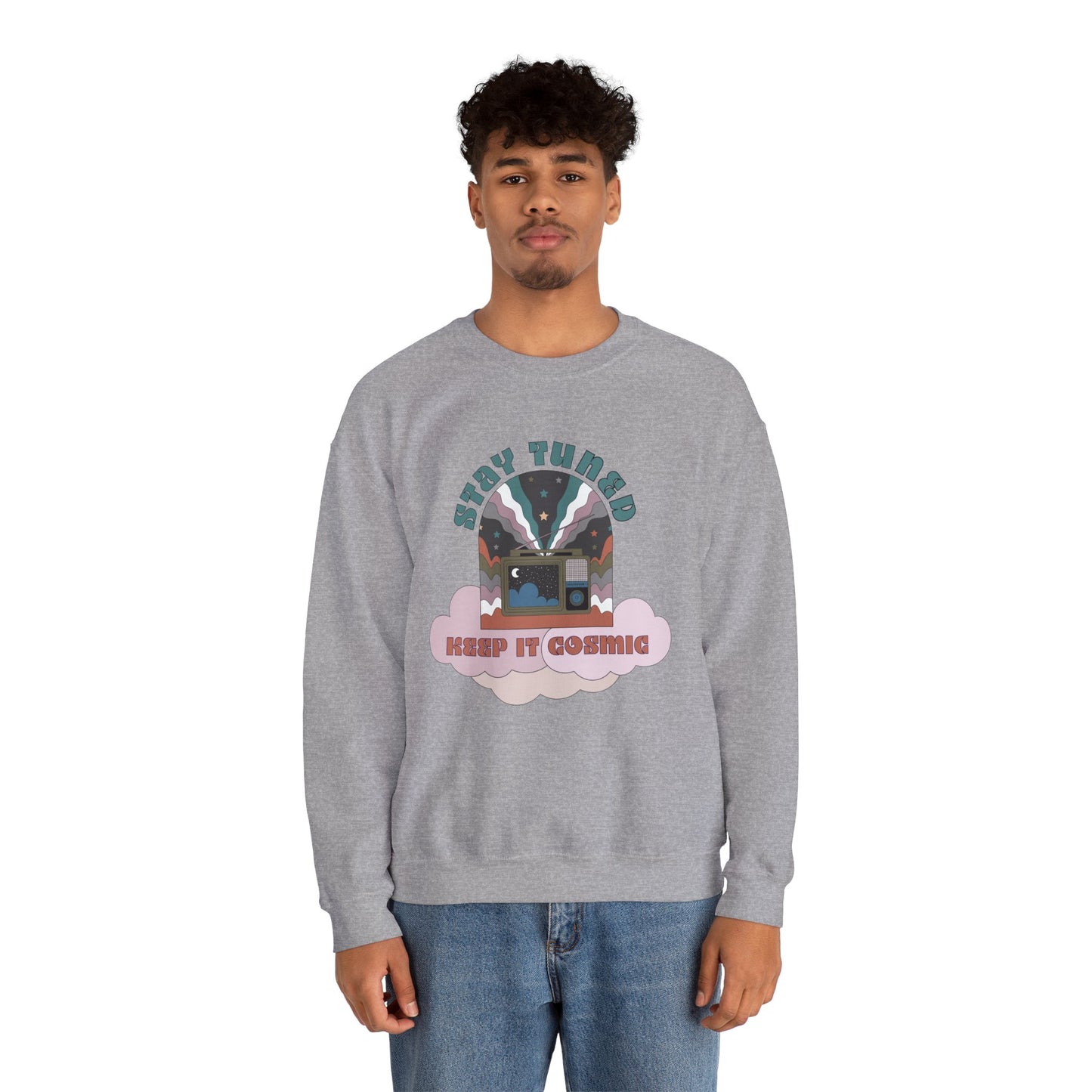 Stay Tuned Cosmic Retro Sweatshirt - Earthglow Celestial Crewneck