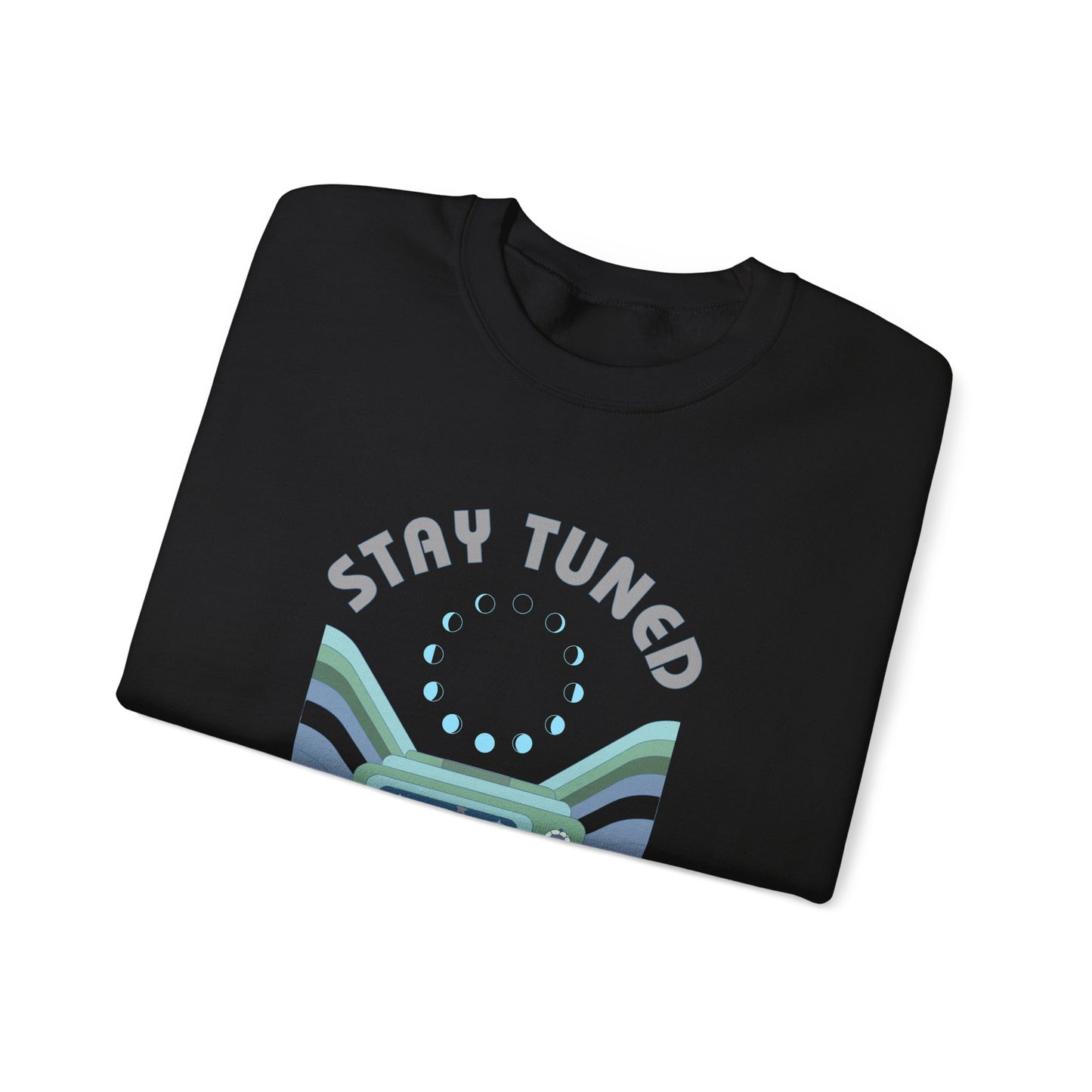 Stay Tuned Moon Phase Retro Sweatshirt - Earthglow Celestial Crewneck