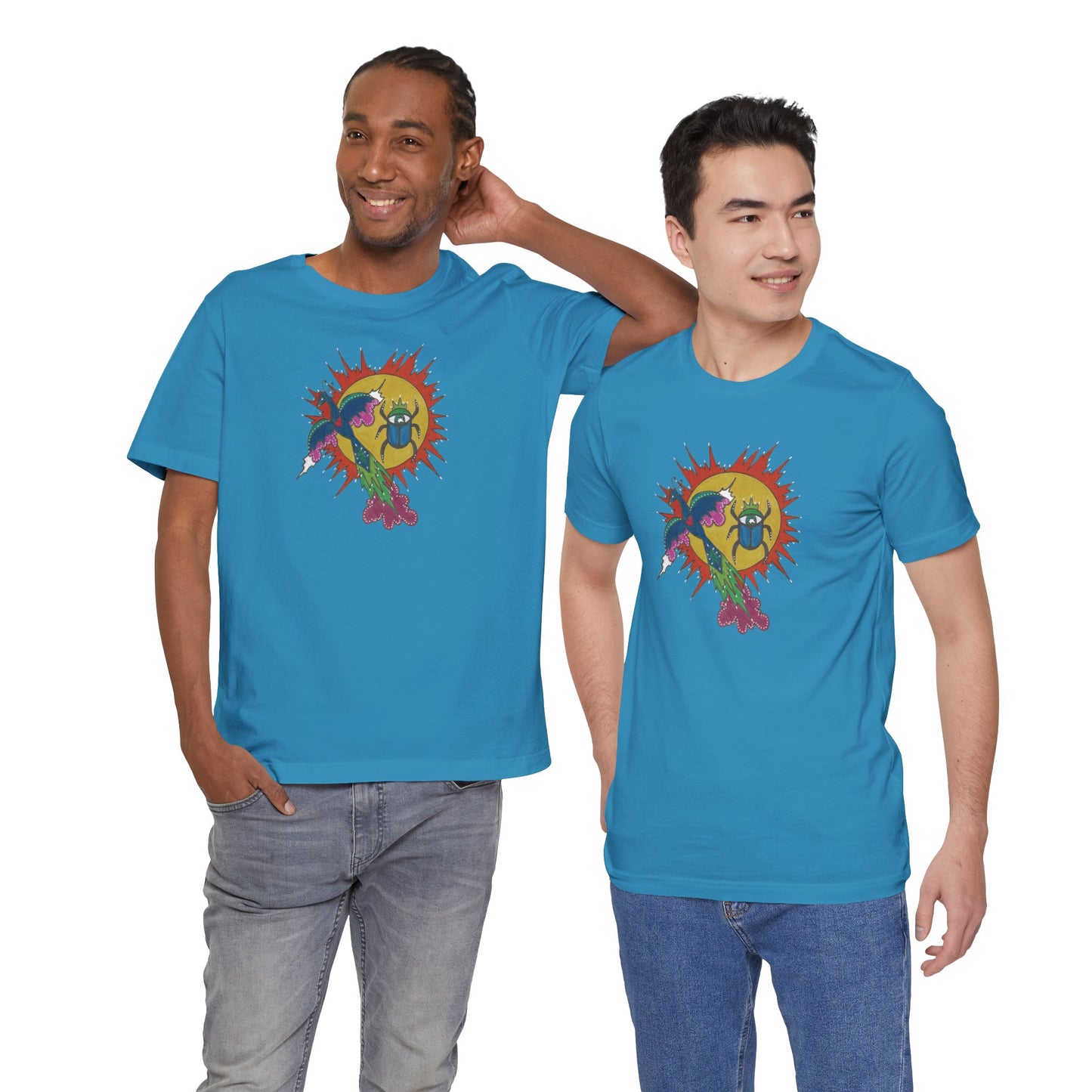 Integrate to Radiate Tee | Symbolic Solar Scarab Comic Art Shirt (Unisex)