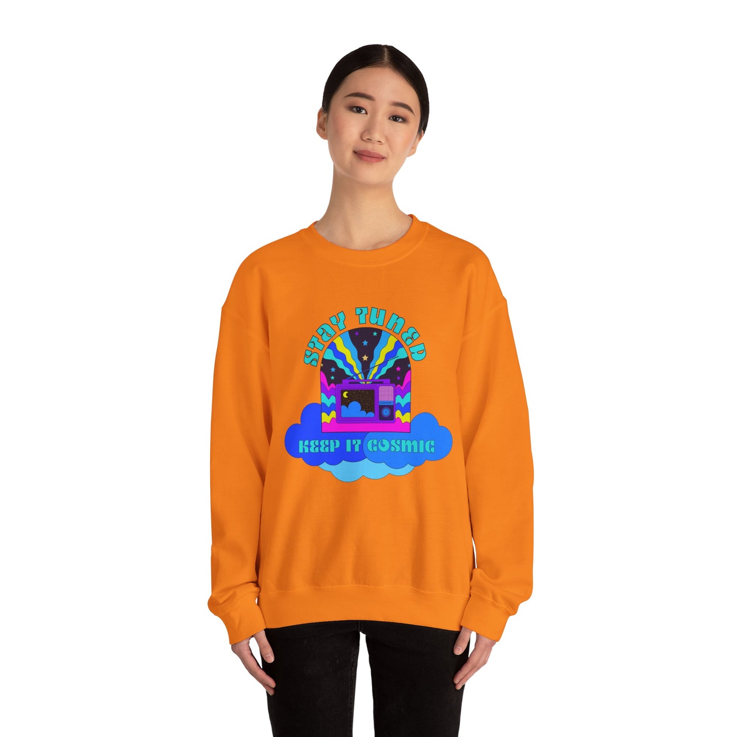 Stay Tuned Cosmic Retro Sweatshirt - Dayglow Celestial Crewneck