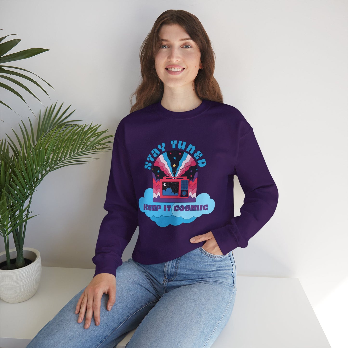 Stay Tuned Cosmic Retro Sweatshirt - Dreamglow Celestial Crewneck