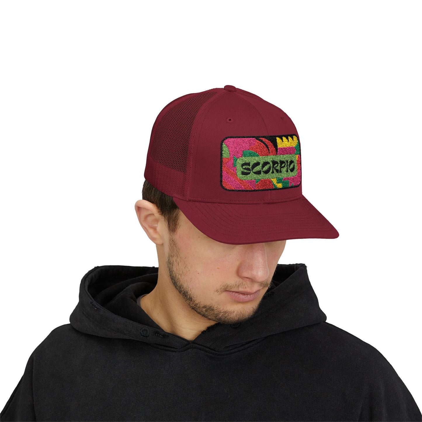 Scorpio Trucker Hat - Retro Astrology Snapback Cap - Embroidered Horoscope Hat