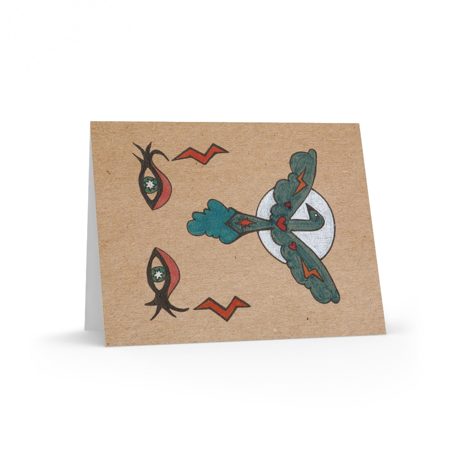 Full Moon Rising Abstract Bird Greet Cards Set of 8