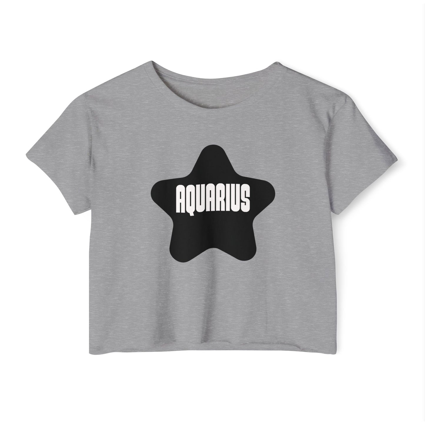Aquarius Black Star Crop Top – Retro Zodiac Tee