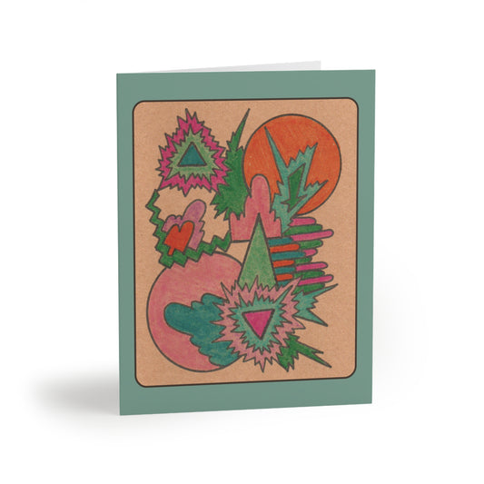 Abstract Cosmic Colorful Greeting Card Set of 8
