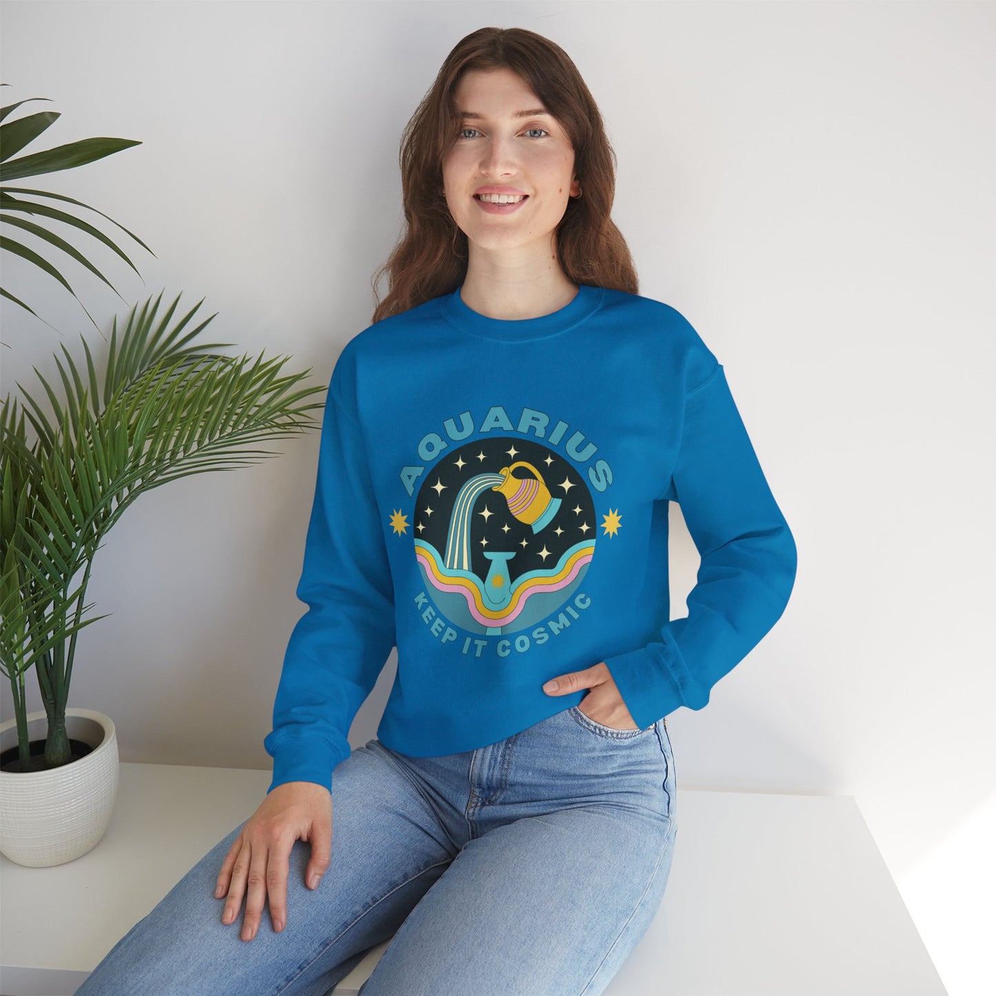 Keep It Cosmic - Retro Star Sign Astro Sweatshirt | Aquarius
