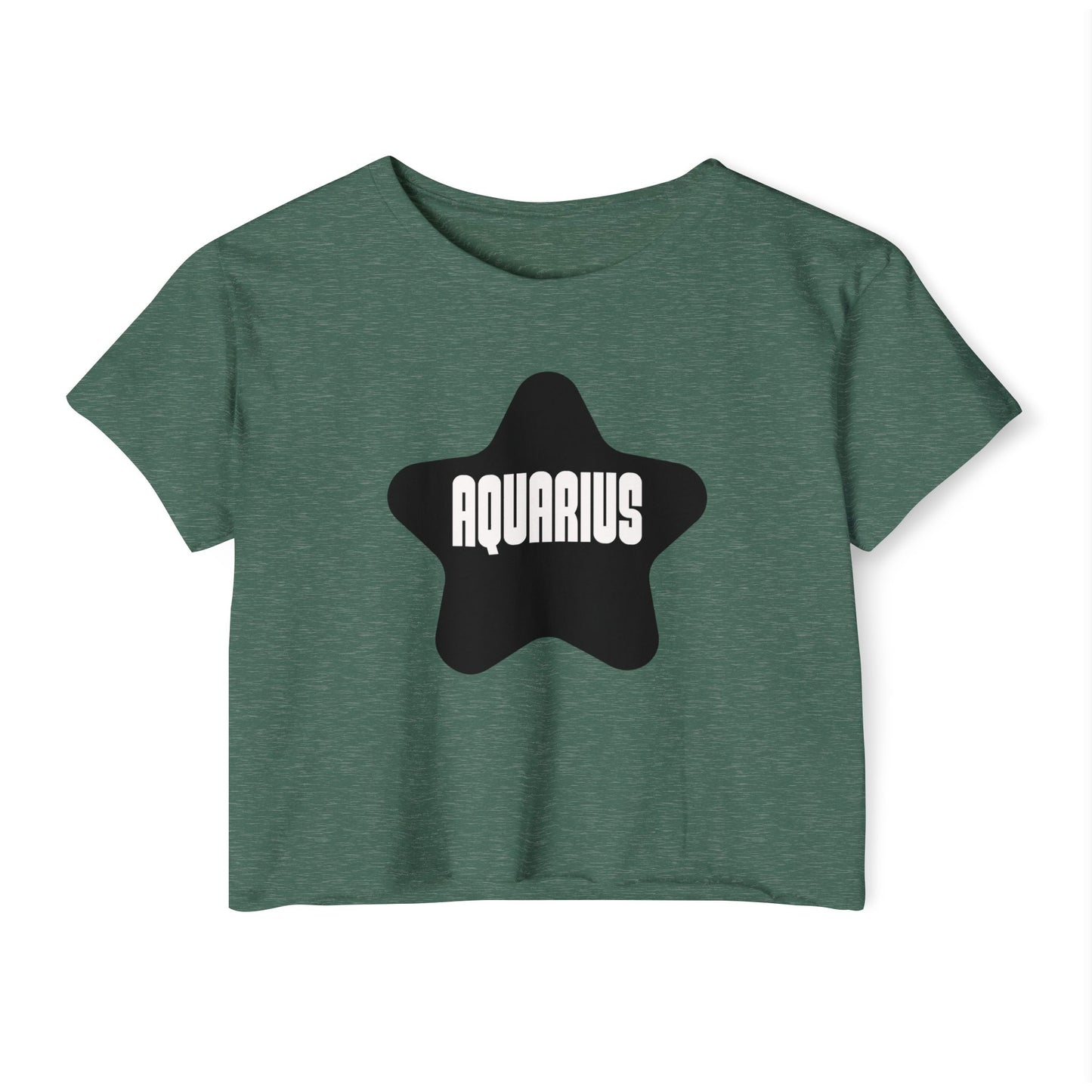 Aquarius Black Star Crop Top – Retro Zodiac Tee