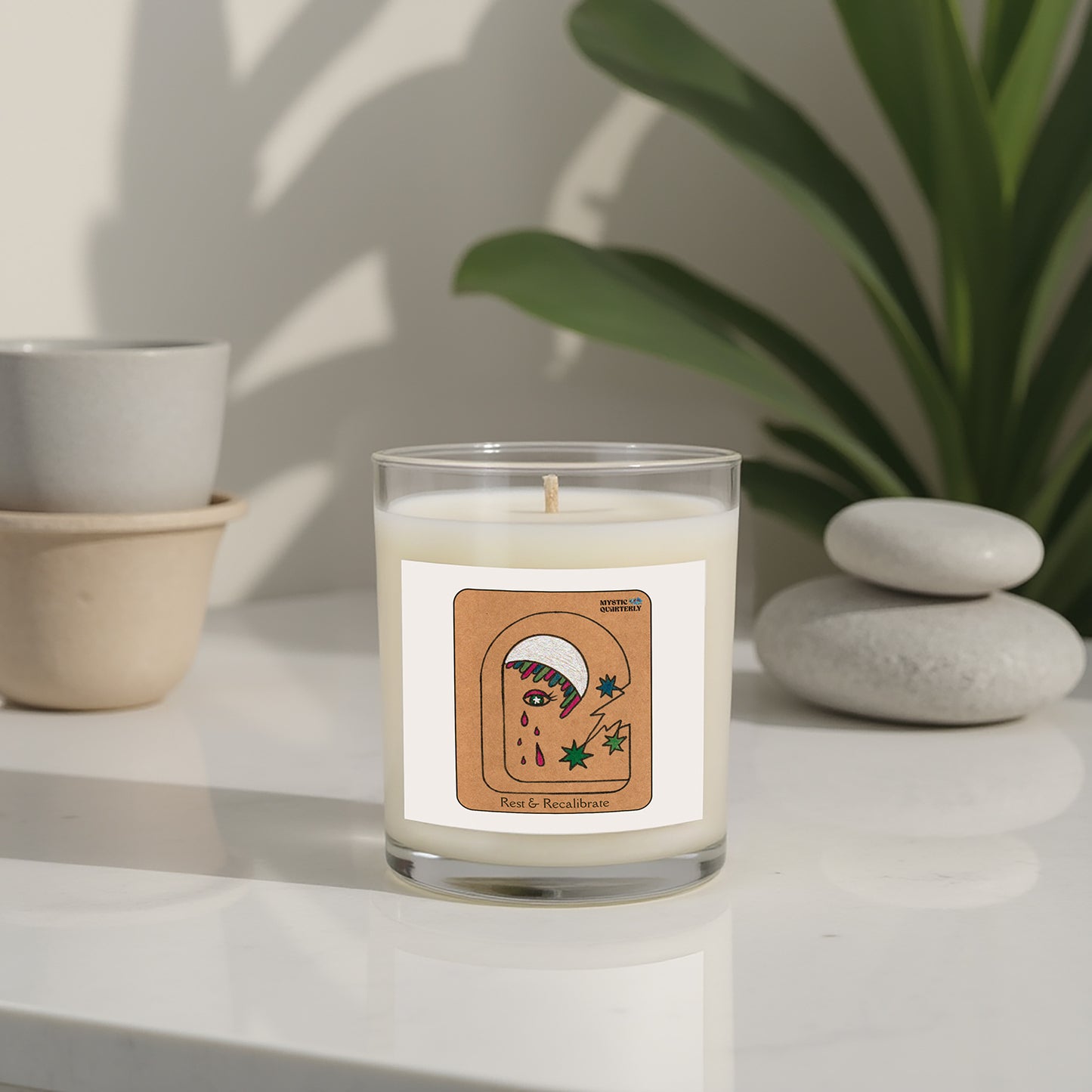 Rest & Recalibrate | May 2025 Dark of the Moon Glass Candle, 11oz