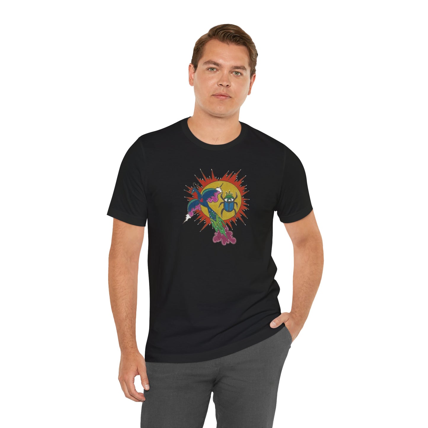Integrate to Radiate Tee | Symbolic Solar Scarab Comic Art Shirt (Unisex)