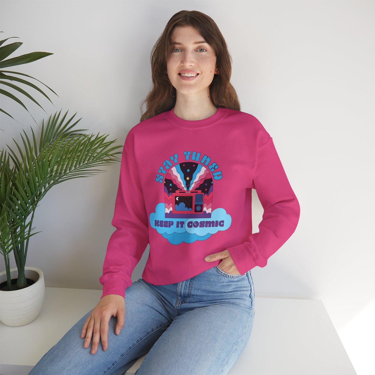 Stay Tuned Cosmic Retro Sweatshirt - Dreamglow Celestial Crewneck