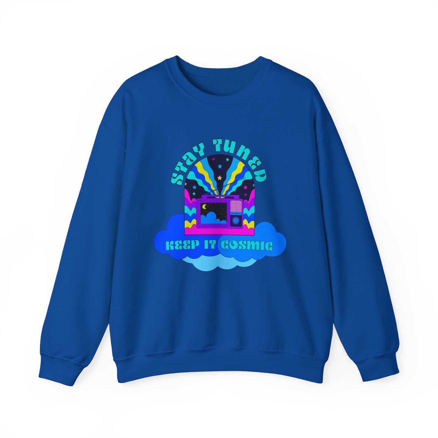 Stay Tuned Cosmic Retro Sweatshirt - Dayglow Celestial Crewneck