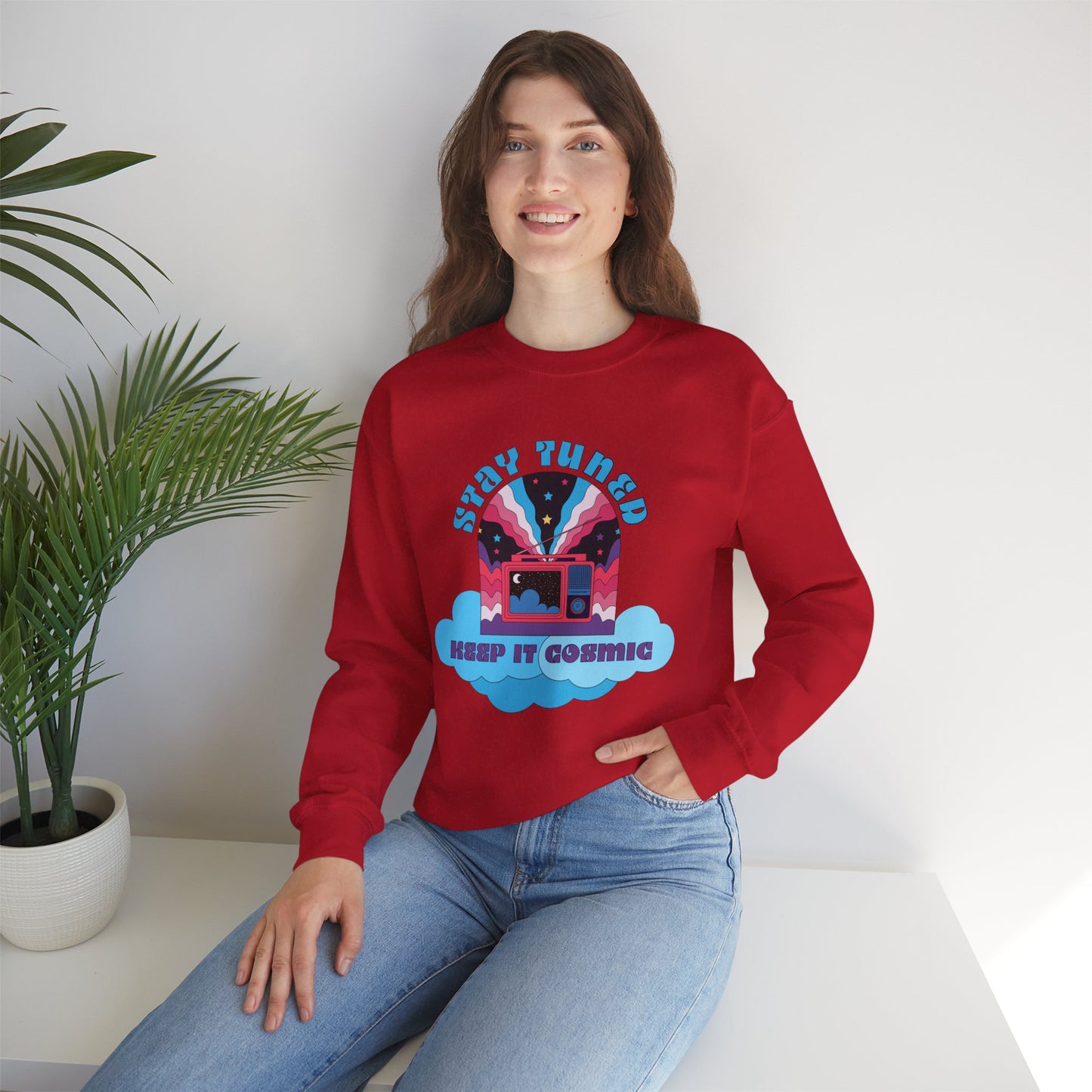 Stay Tuned Cosmic Retro Sweatshirt - Dreamglow Celestial Crewneck