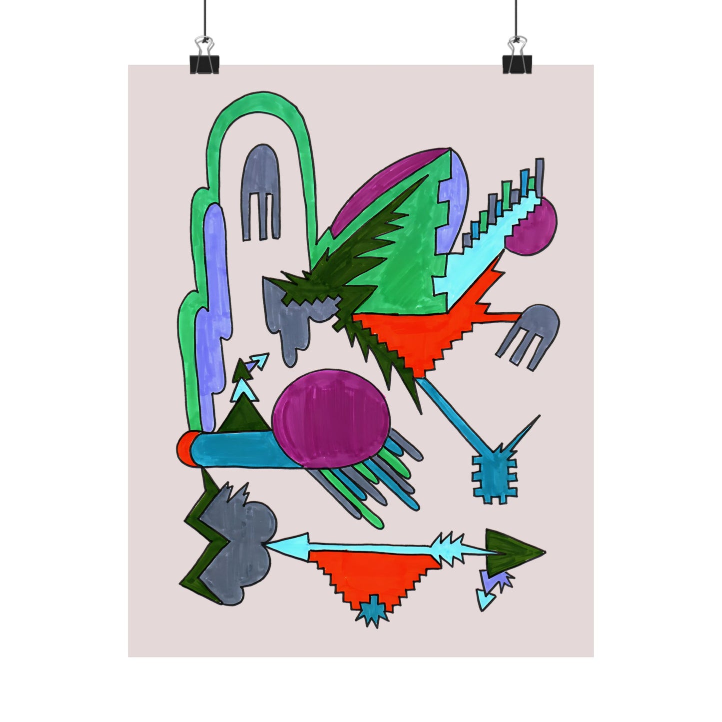 Directional Code | Hand-Drawn Abstract Glyph Art Print