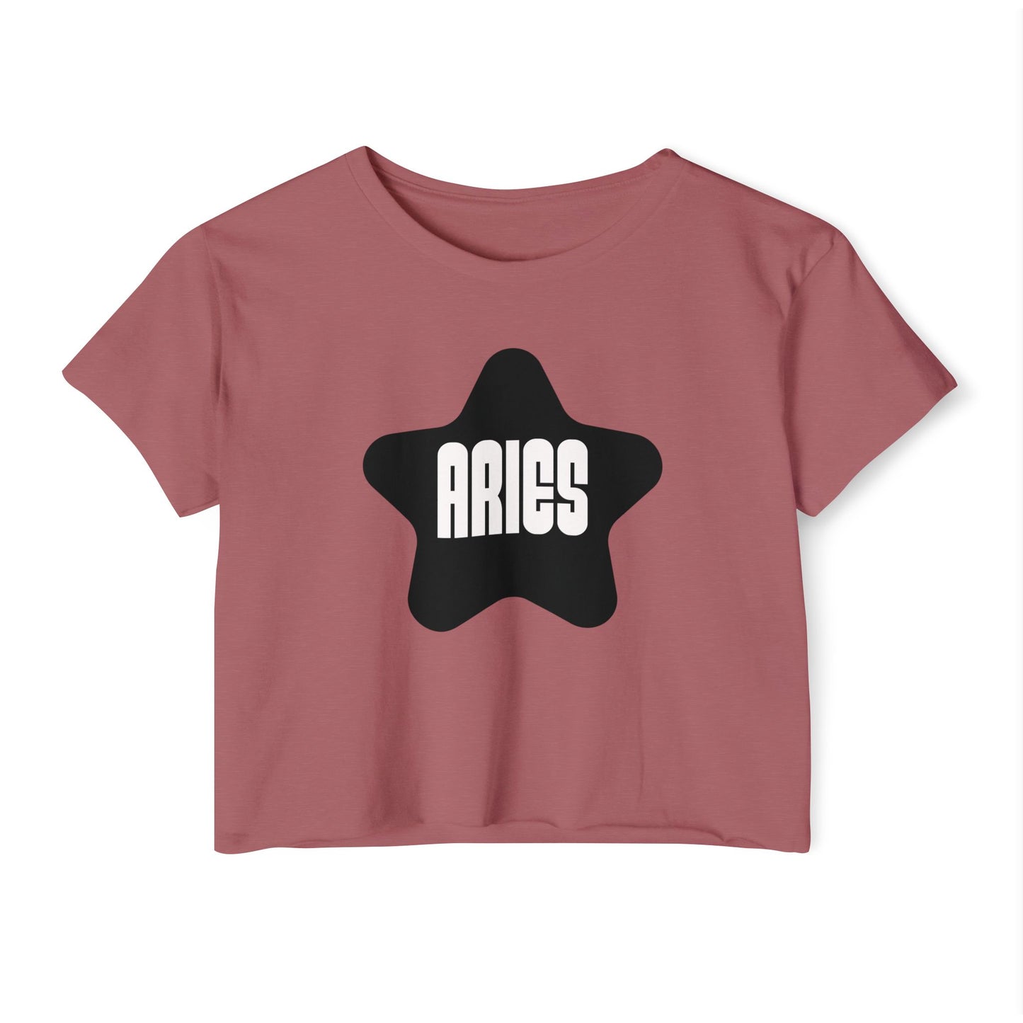 Aries Black Star Crop Top – Retro Zodiac Tee