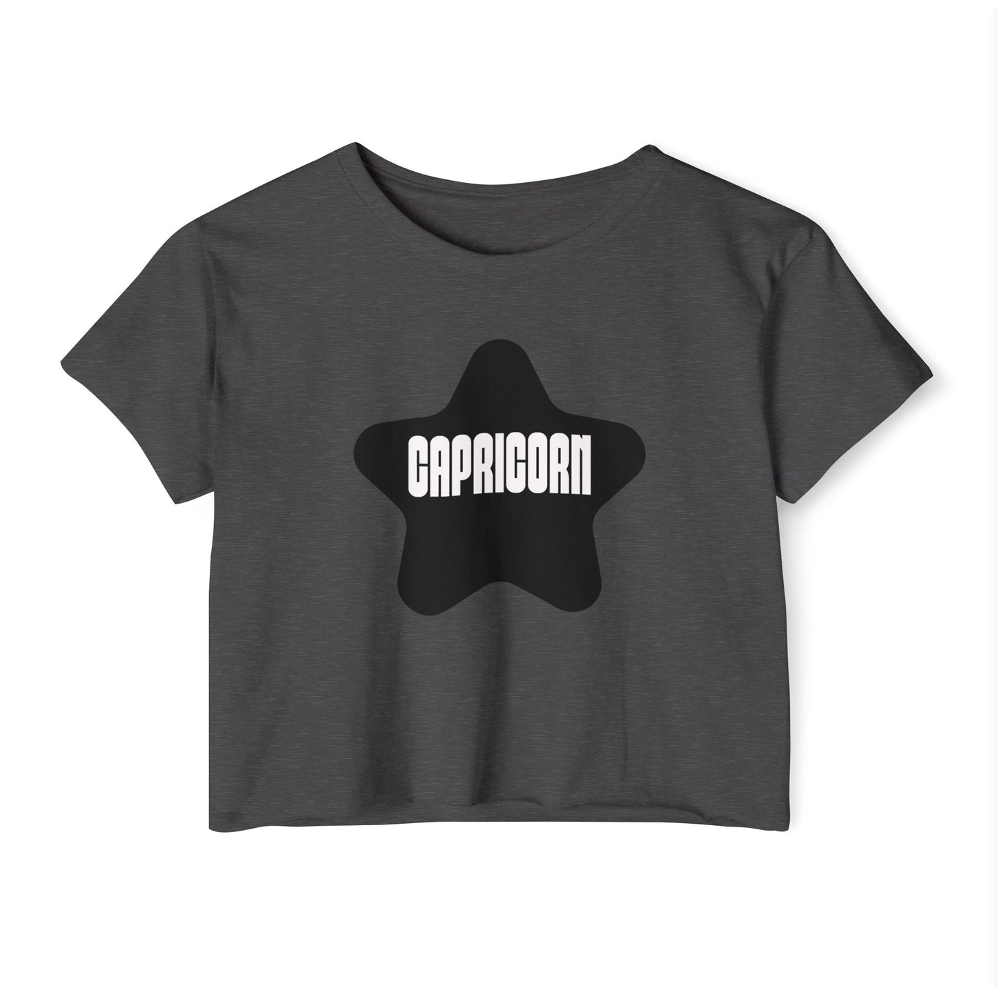 Capricorn Black Star Crop Top – Retro Zodiac Tee