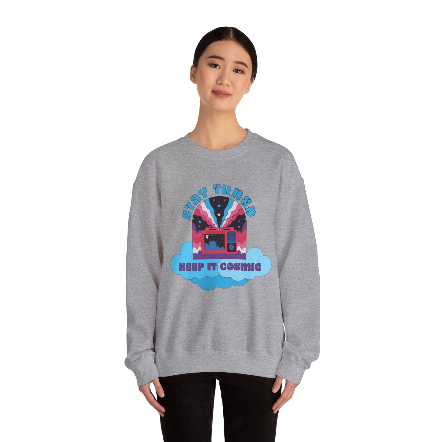 Stay Tuned Cosmic Retro Sweatshirt - Dreamglow Celestial Crewneck