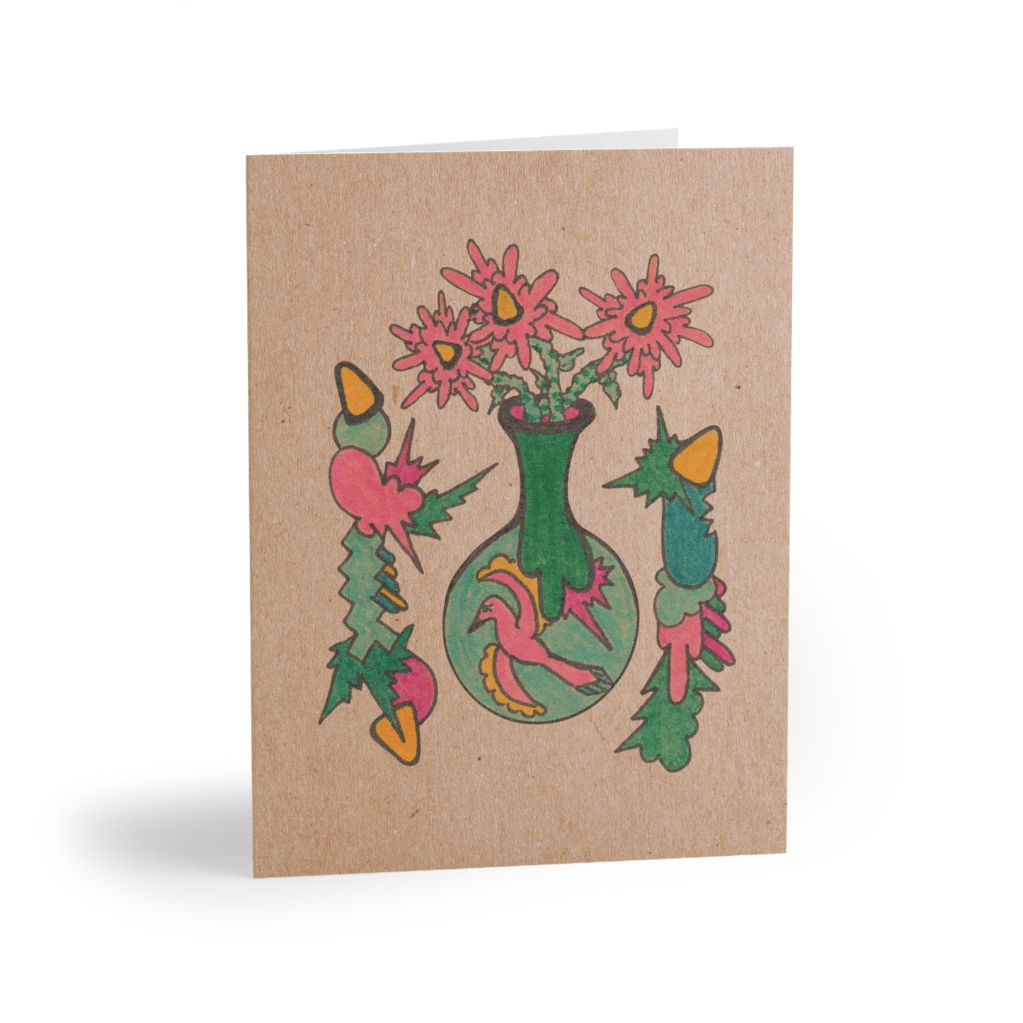 Abstract Floral Greeting Card Set of 8