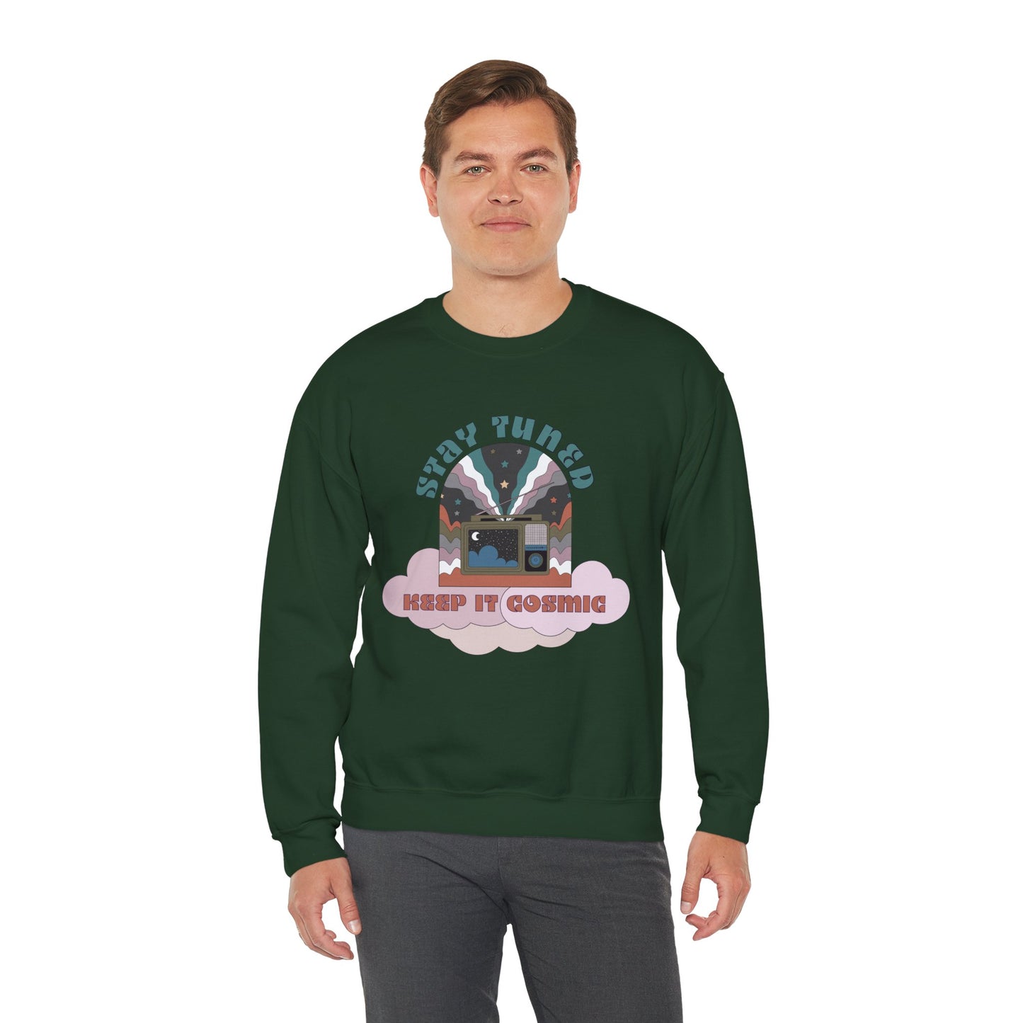 Stay Tuned Cosmic Retro Sweatshirt - Earthglow Celestial Crewneck