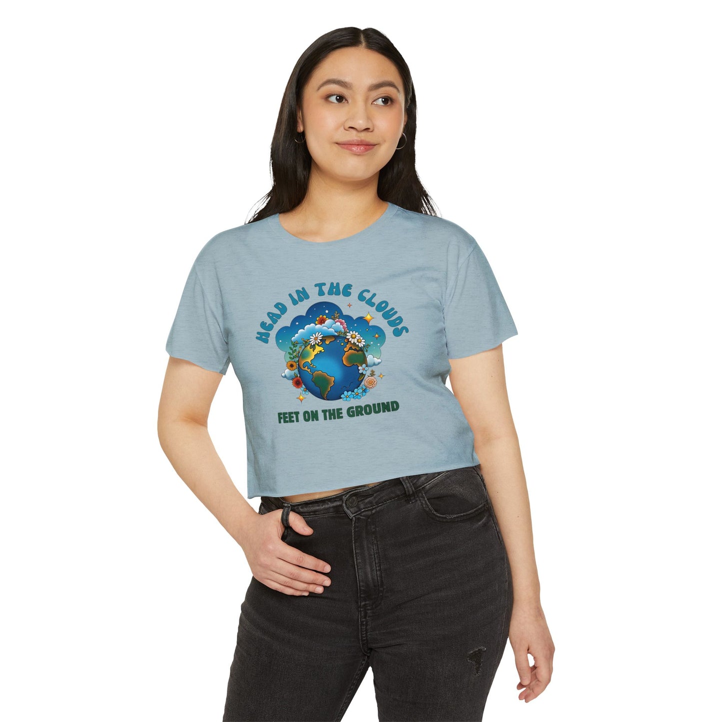 Grounded Dreamer Crop Top - Retro Earth Lover Tee