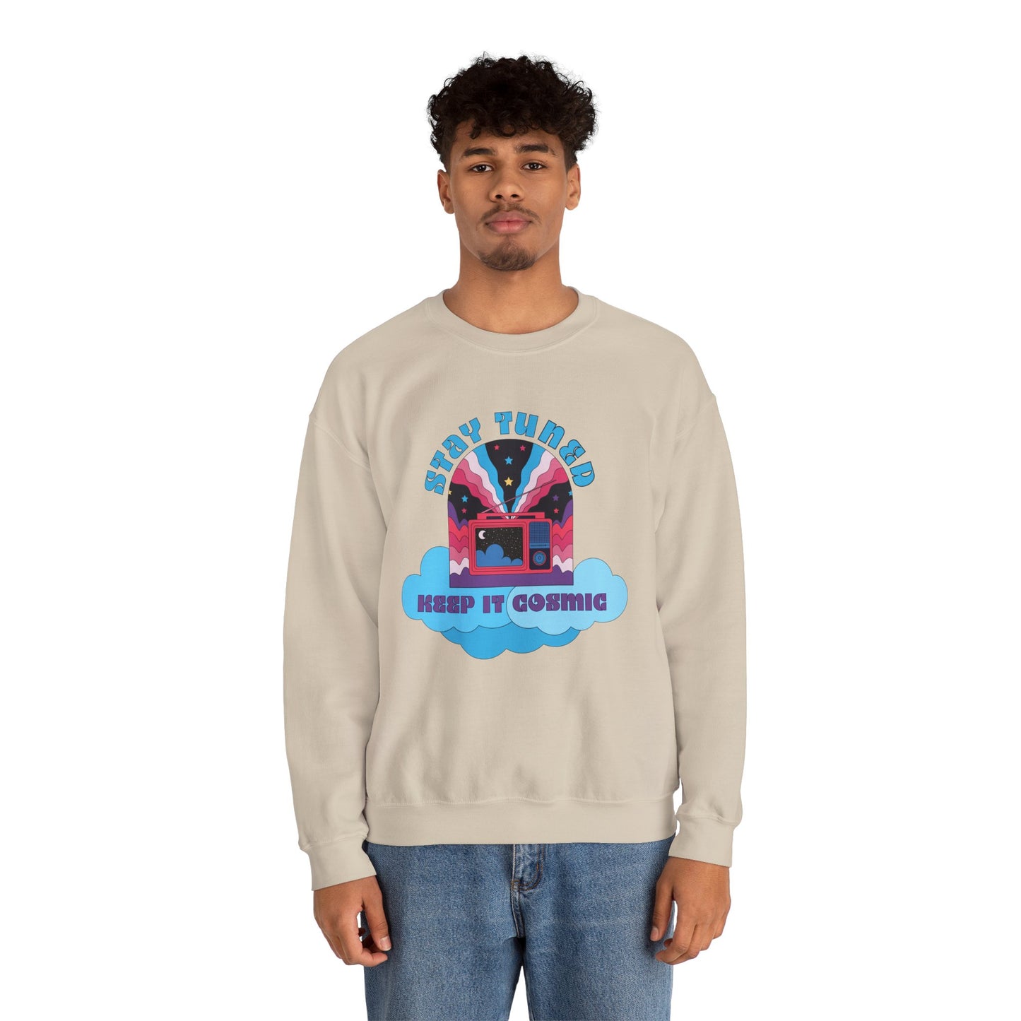 Stay Tuned Cosmic Retro Sweatshirt - Dreamglow Celestial Crewneck