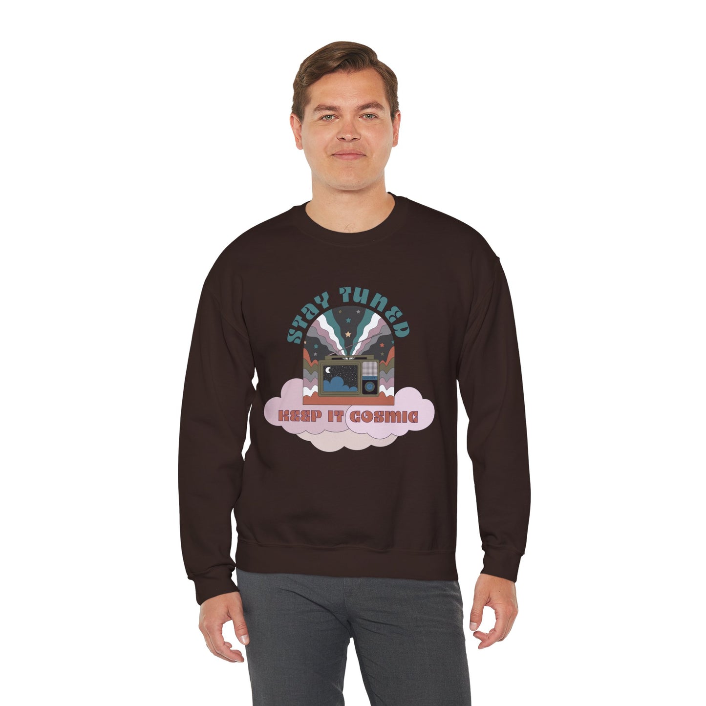 Stay Tuned Cosmic Retro Sweatshirt - Earthglow Celestial Crewneck