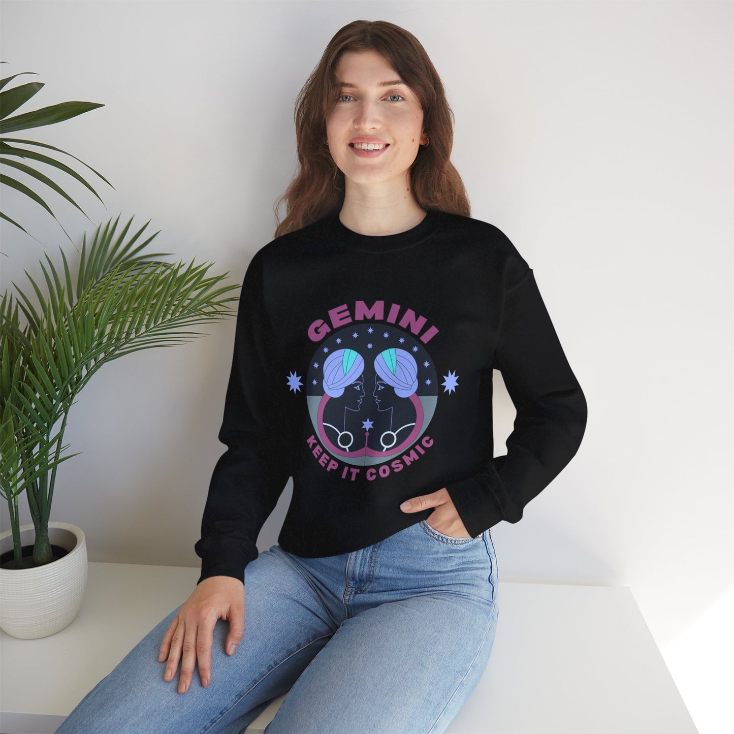 Keep It Cosmic - Retro Star Sign Astro Sweatshirt | Gemini