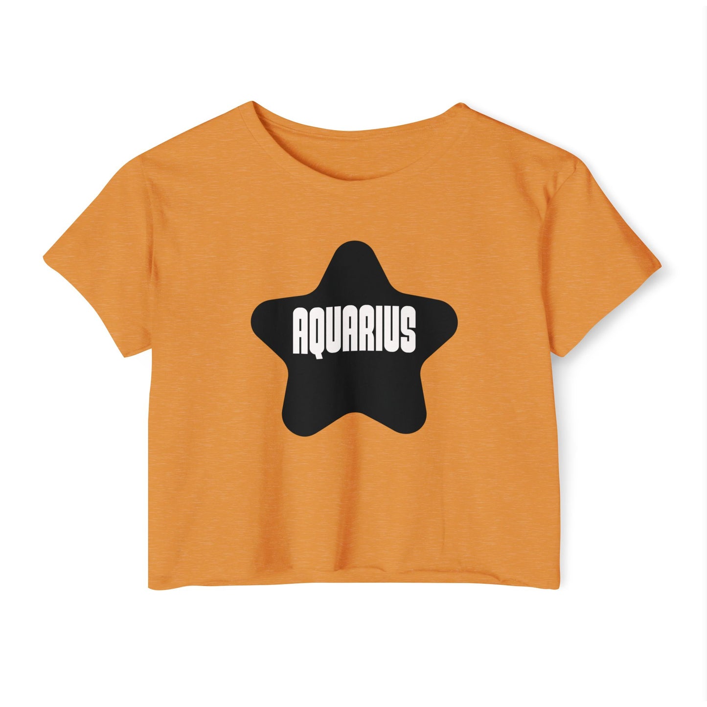Aquarius Black Star Crop Top – Retro Zodiac Tee