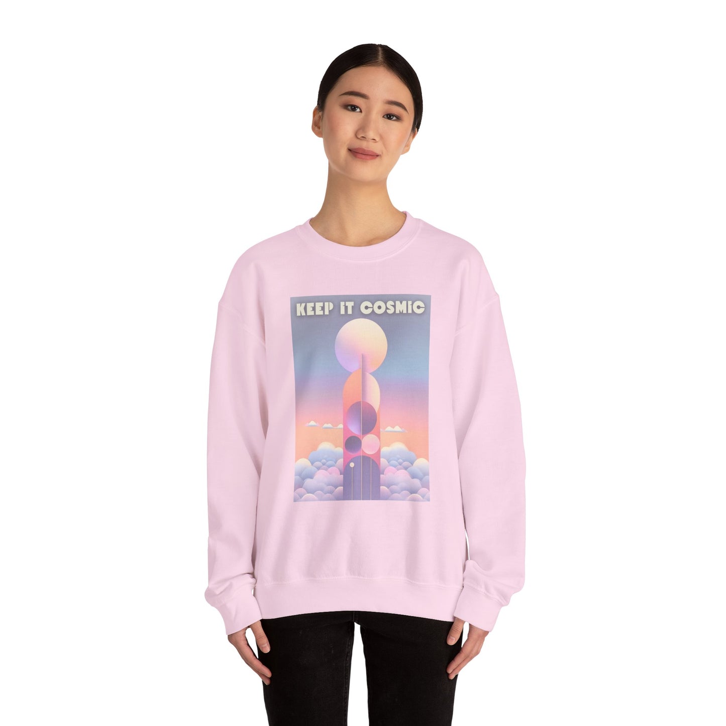 Keep It Cosmic Pastel Sweatshirt – Retro Celestial Aesthetic Crewneck