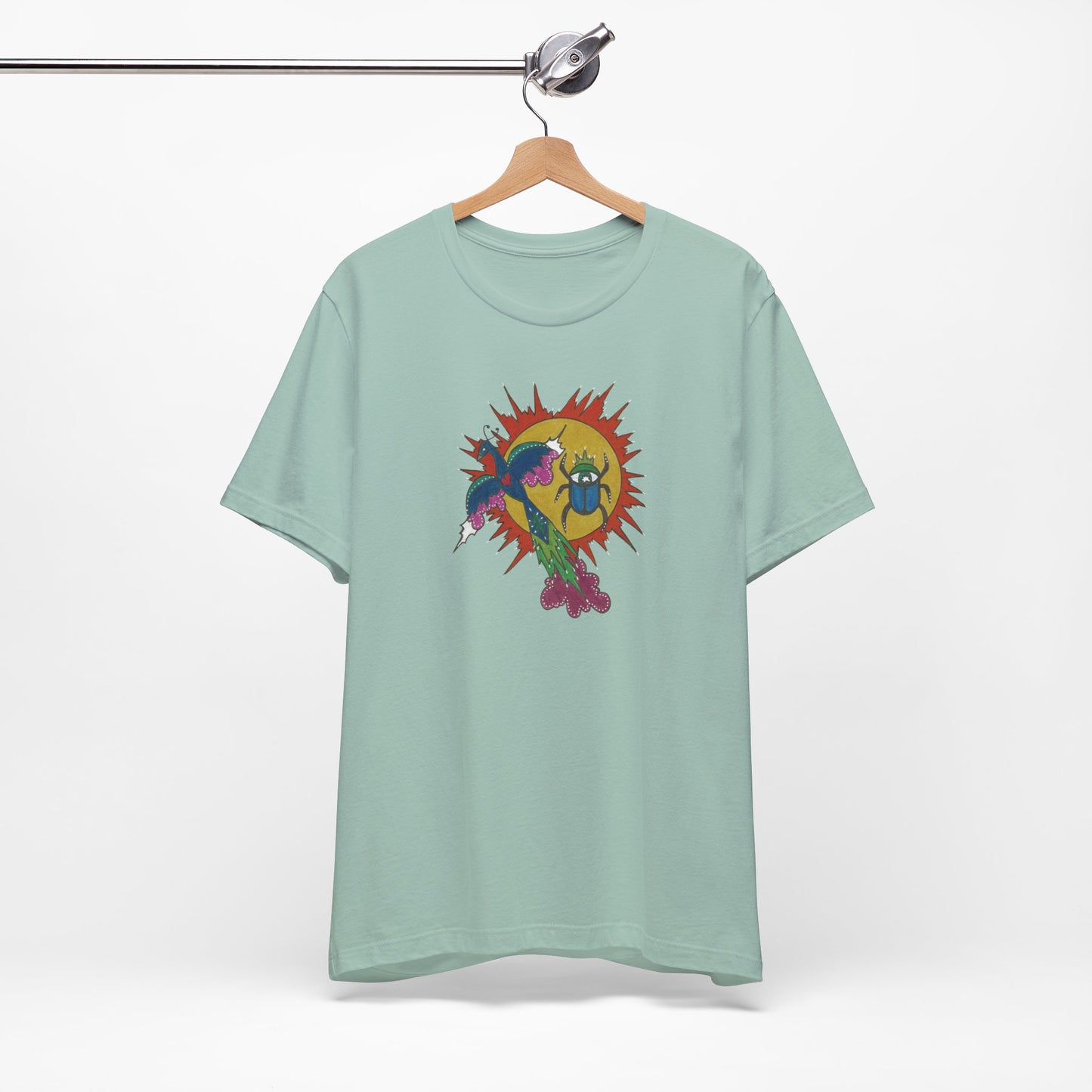 Integrate to Radiate Tee | Symbolic Solar Scarab Comic Art Shirt (Unisex)