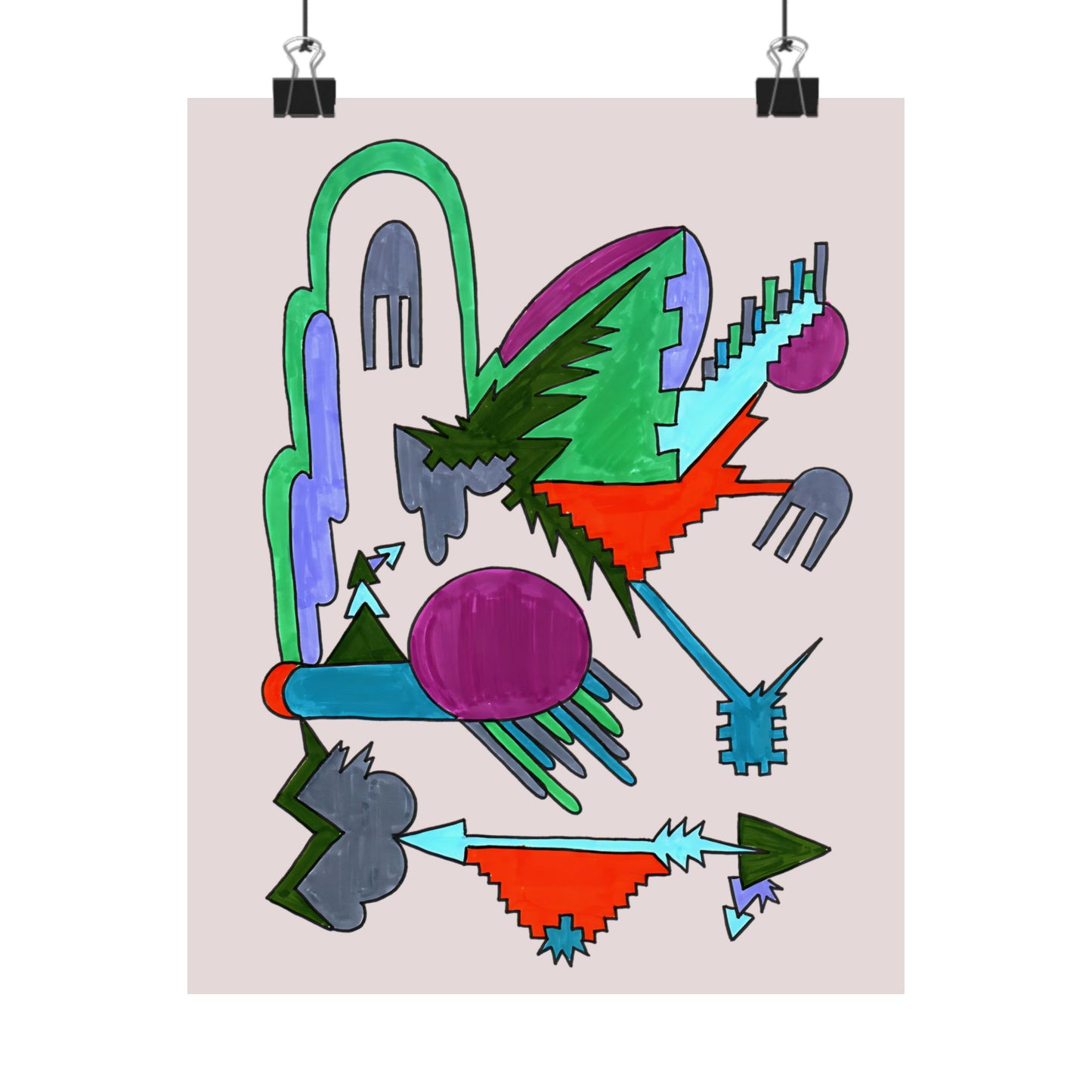Directional Code | Hand-Drawn Abstract Glyph Art Print