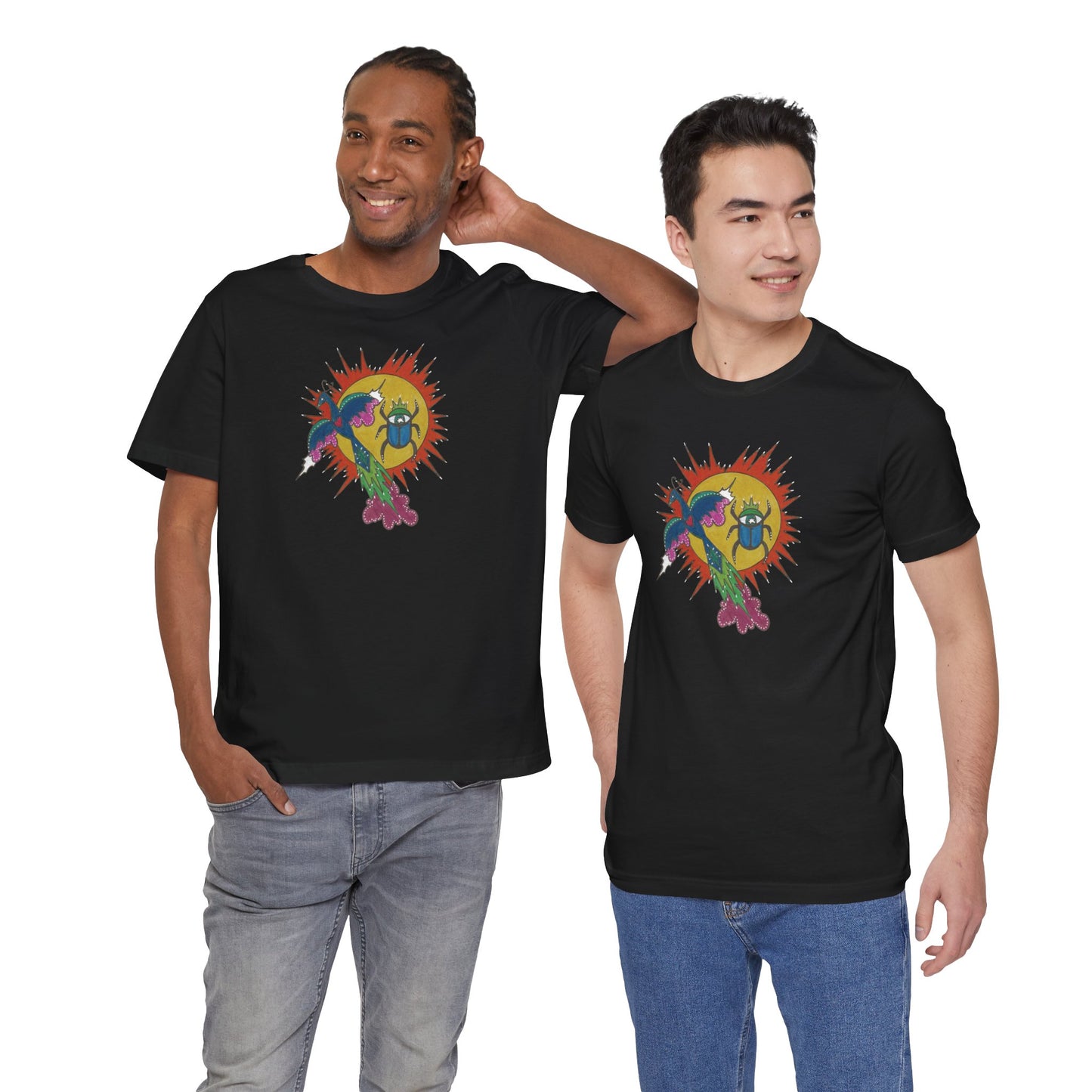 Integrate to Radiate Tee | Symbolic Solar Scarab Comic Art Shirt (Unisex)