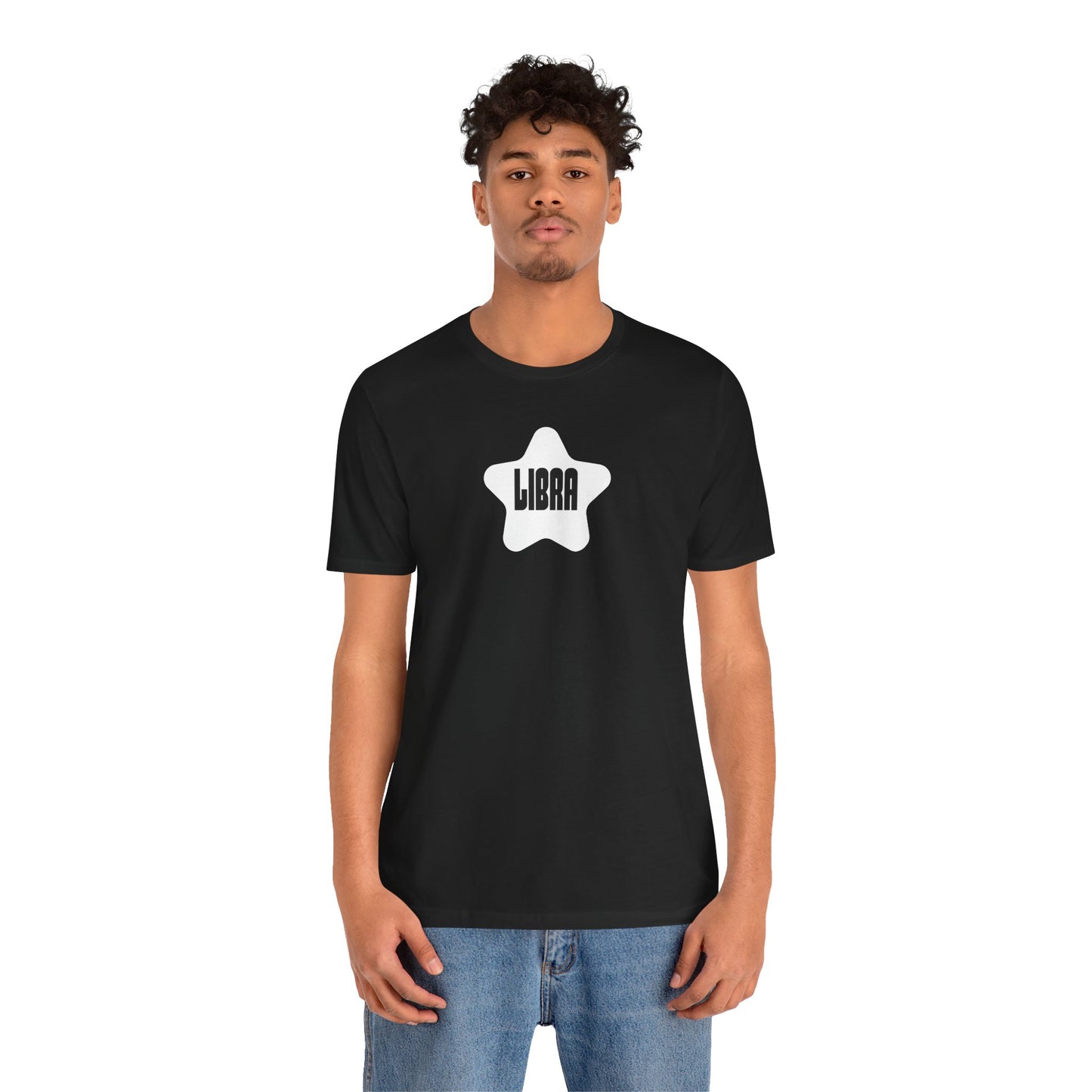 Libra Dark Mode Star Tee – White Star Libra Zodiac T-Shirt