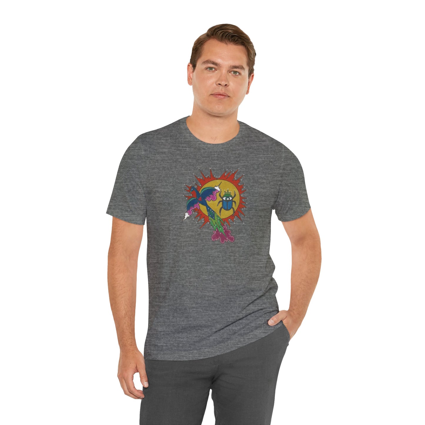 Integrate to Radiate Tee | Symbolic Solar Scarab Comic Art Shirt (Unisex)