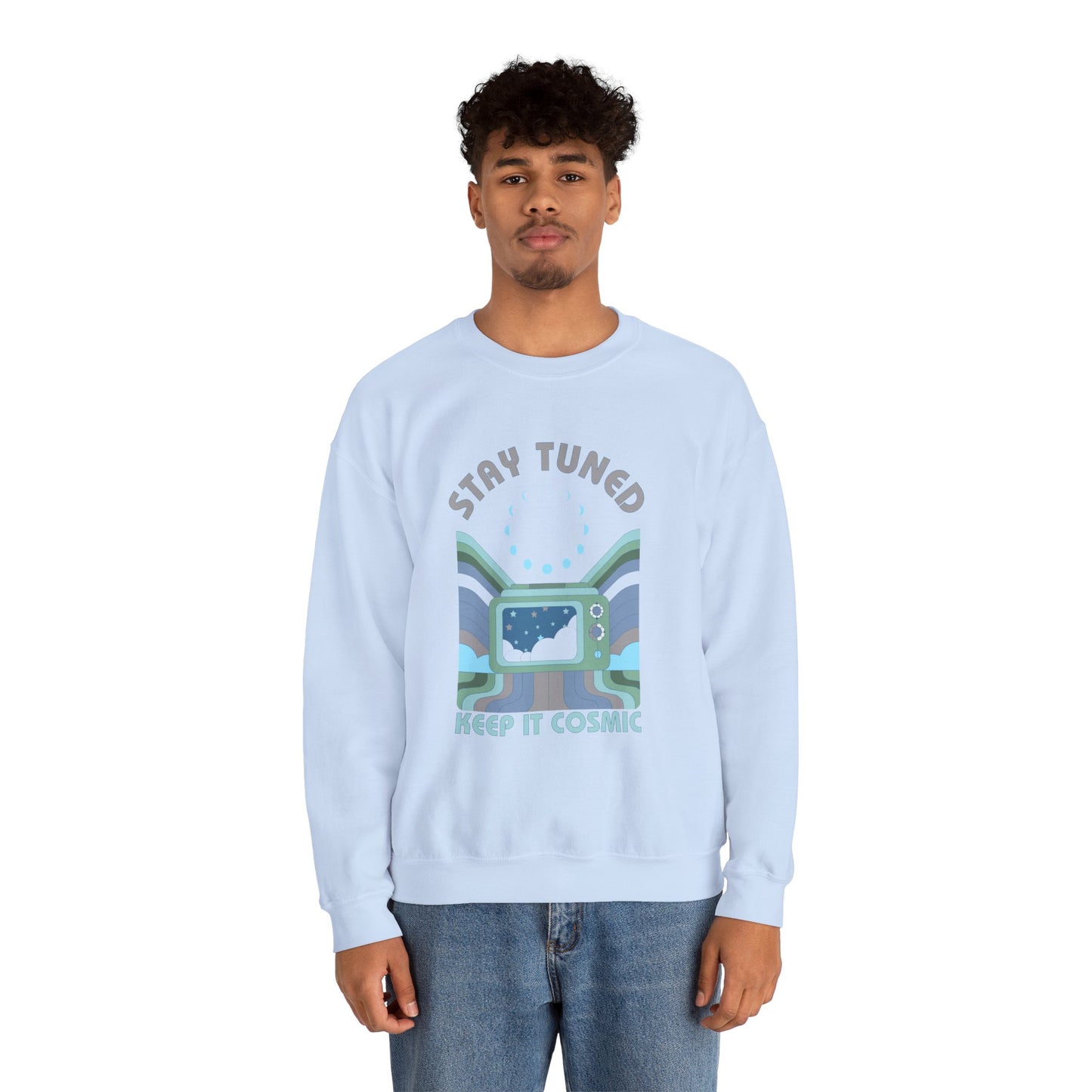 Stay Tuned Moon Phase Retro Sweatshirt - Earthglow Celestial Crewneck